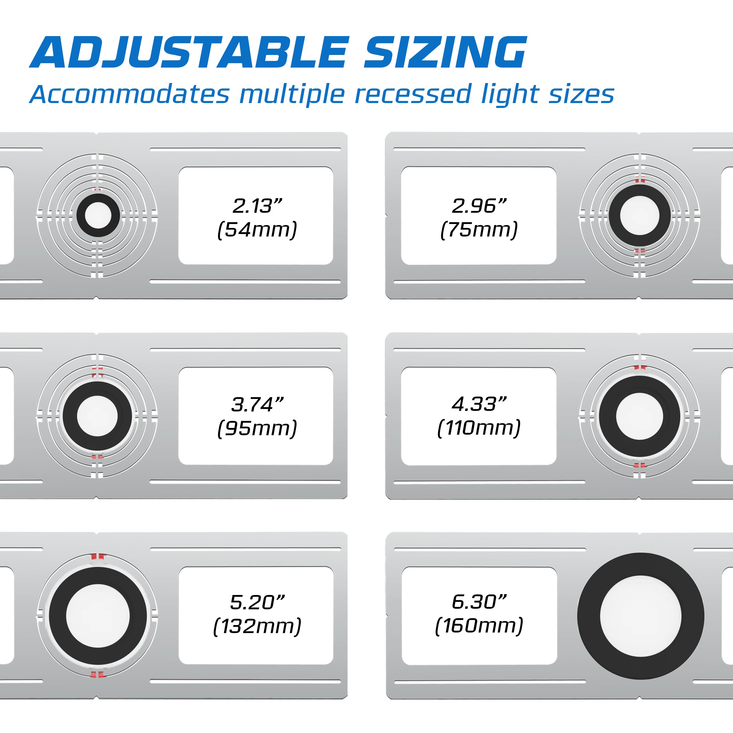 Ohlectric 24-Pack New Construction Recessed Light Mounting Plates  Flat Steel Rough-In Brackets - Symmetric Round Holes W/Multiple Cutouts 2  Til 6  Adjustable Panel For Led Wafer & Recessed Lighting