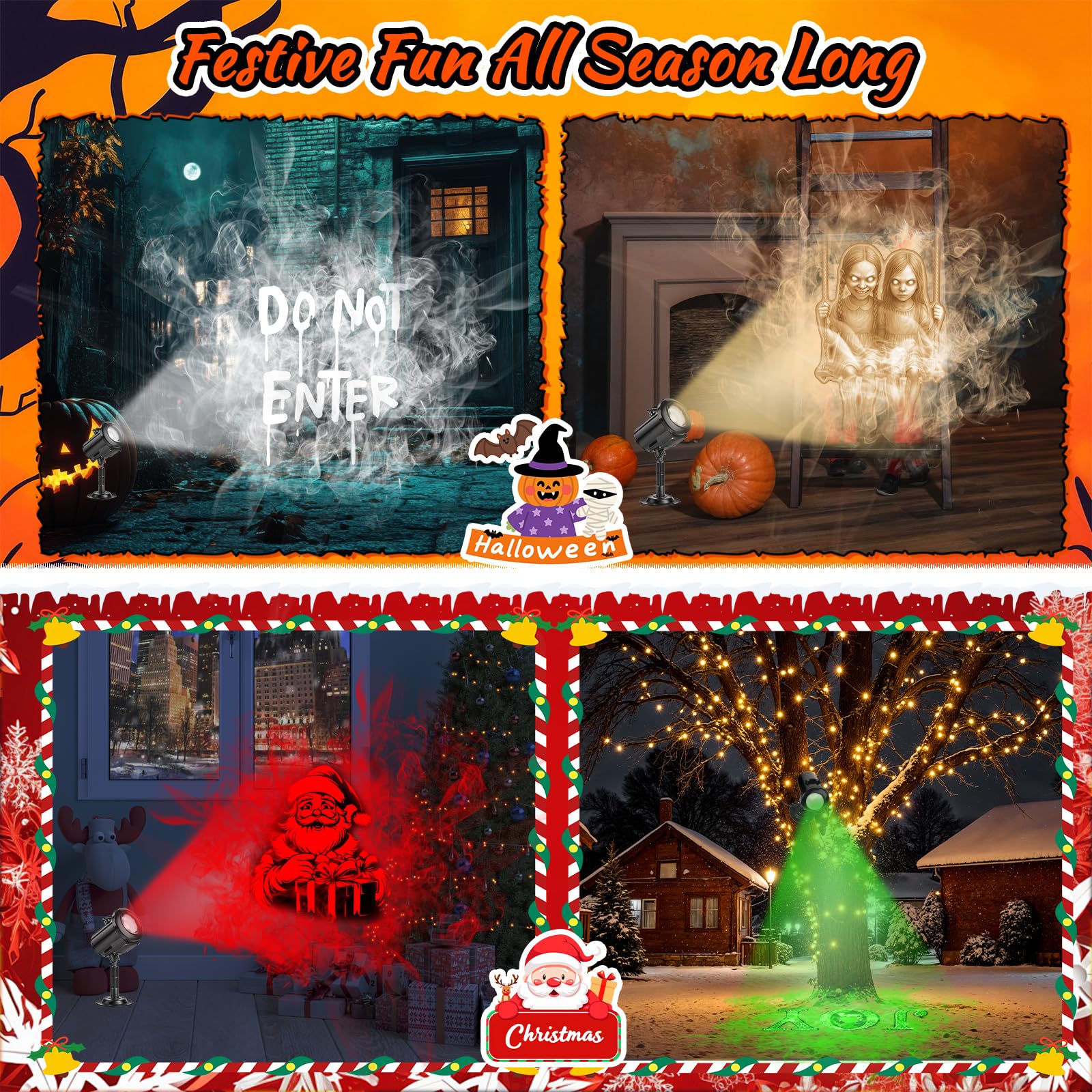 2025 Upgrated 12 In 1 Christmas Projector Light Outdoor  Hd Dynamic Decoration Light With 4 Color  Waterproof Christmas Projector With Joy Santa Snowman Christmas Tree For Holiday Decor