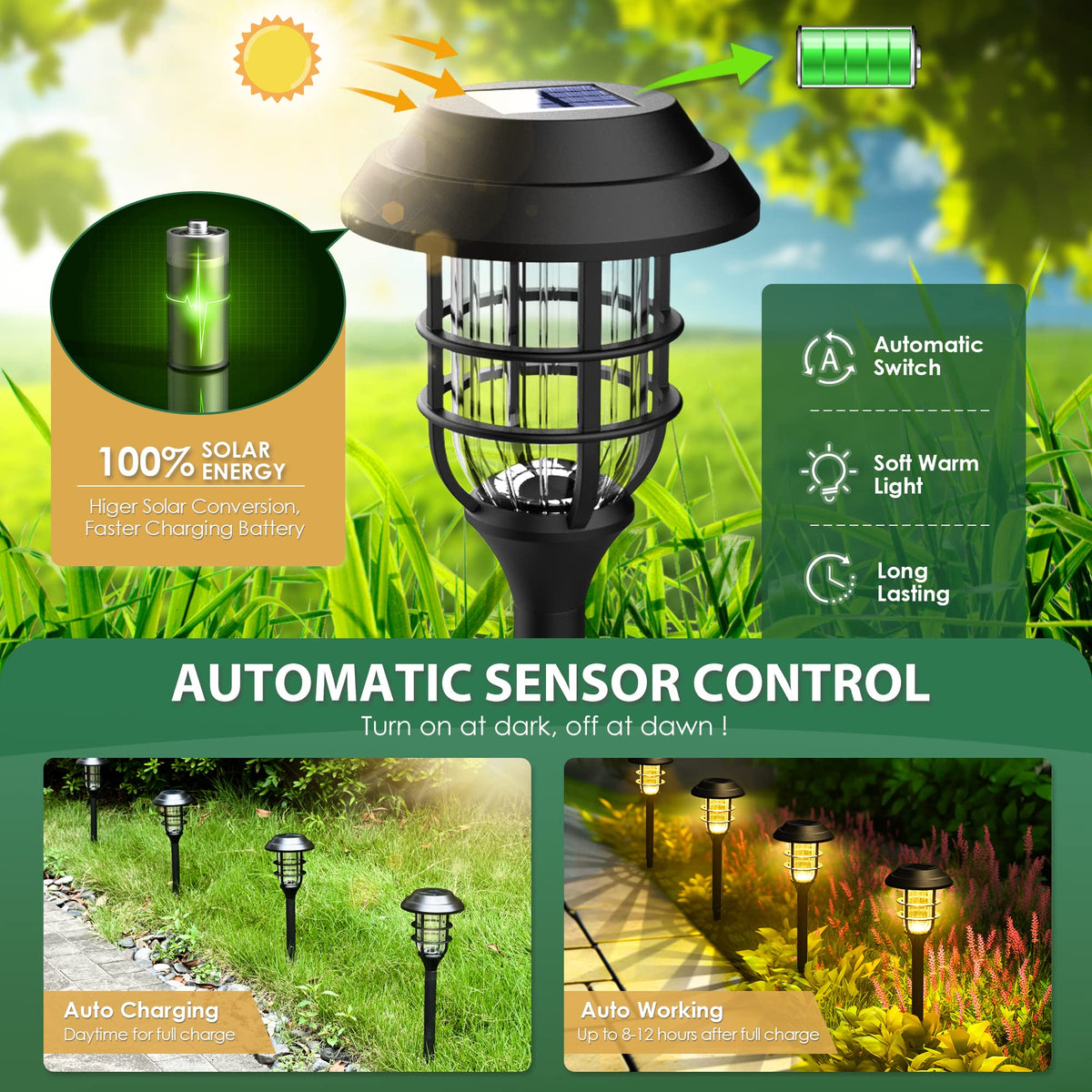 Solpex SOLPEX Solar Landscape Lights - 8 Pack, Warm White, Waterproof, Model ...
