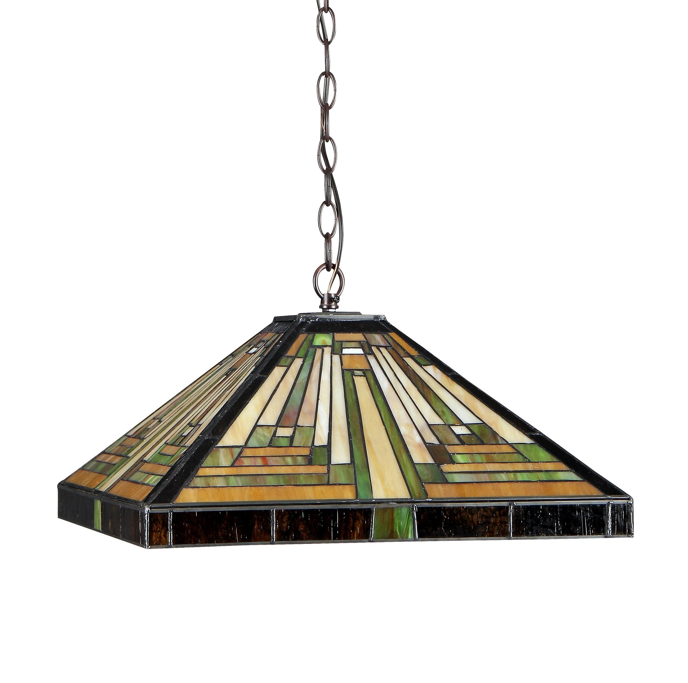 CHLOE Innes Tiffany-Style Mission 2-Light Ceiling Pendant Fixture, 7.48x16.1x16.1in, Bronze, Model CH33359MR16-DH2,