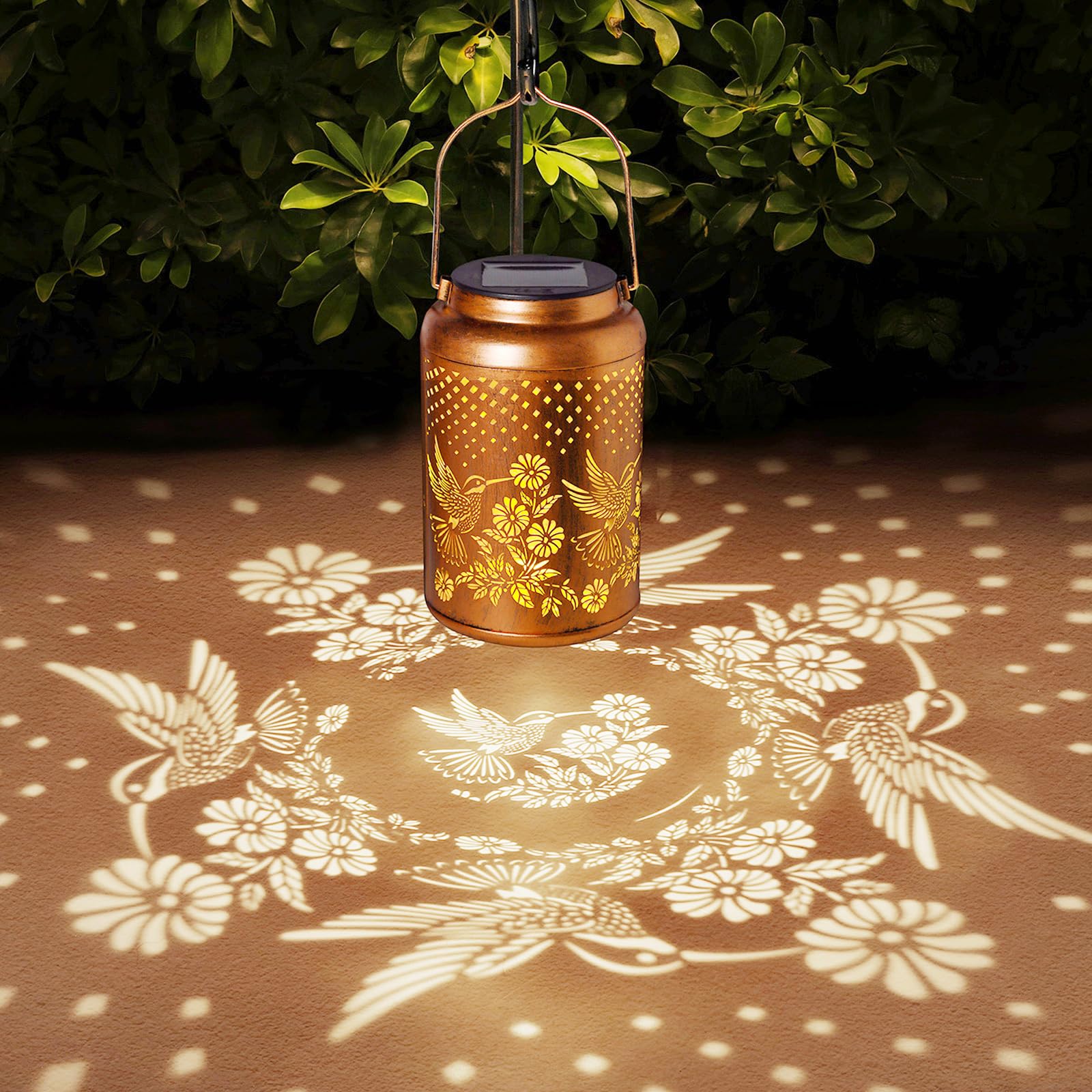2 Pack Hummingbird Solar Lanterns Outdoor Waterproof Hanging Solar Lights, Garden Decor Gifts For Women Mom Grandma Metal Garden Decorative Lights For Yard, Backyard, Patio, Porch