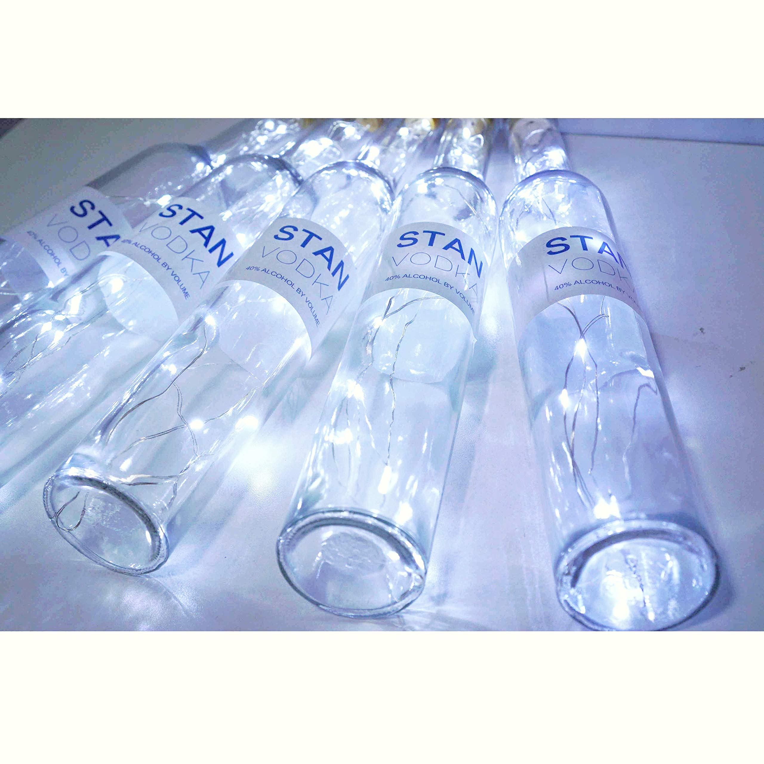 NiniTe LIGHTS 20 LED Copper Wire Wine Bottle Cork Lights, 12 Pack, Cool White, Battery Operated, for DIY, Christmas, Wedding, Party