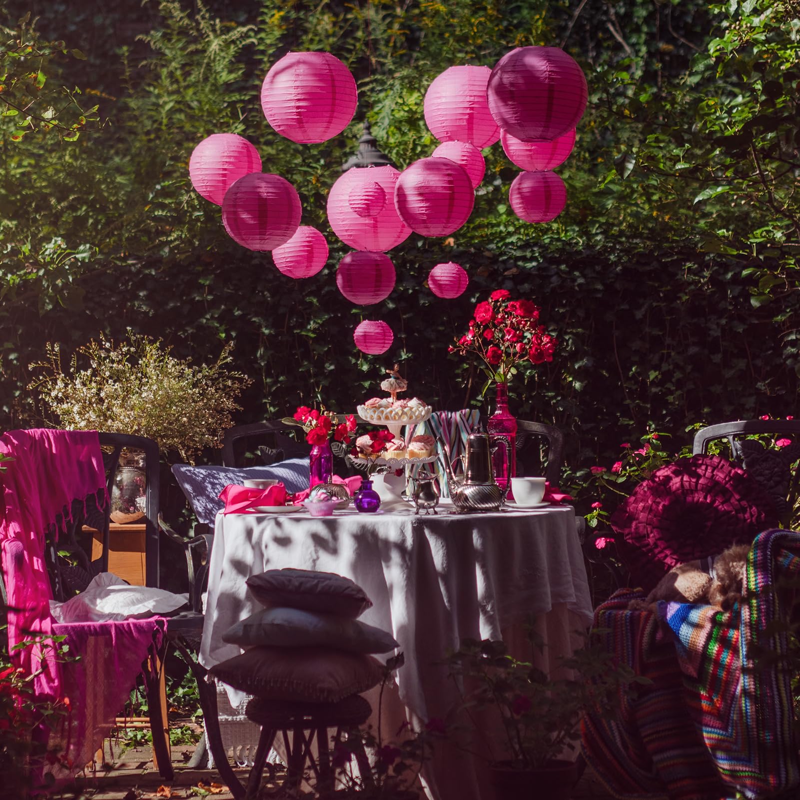 Hot Pink Paper Lanterns - 25 Piece Set - Hot Pink Party Decorations For Birthdays, Weddings And Special Occasions By Avoseta