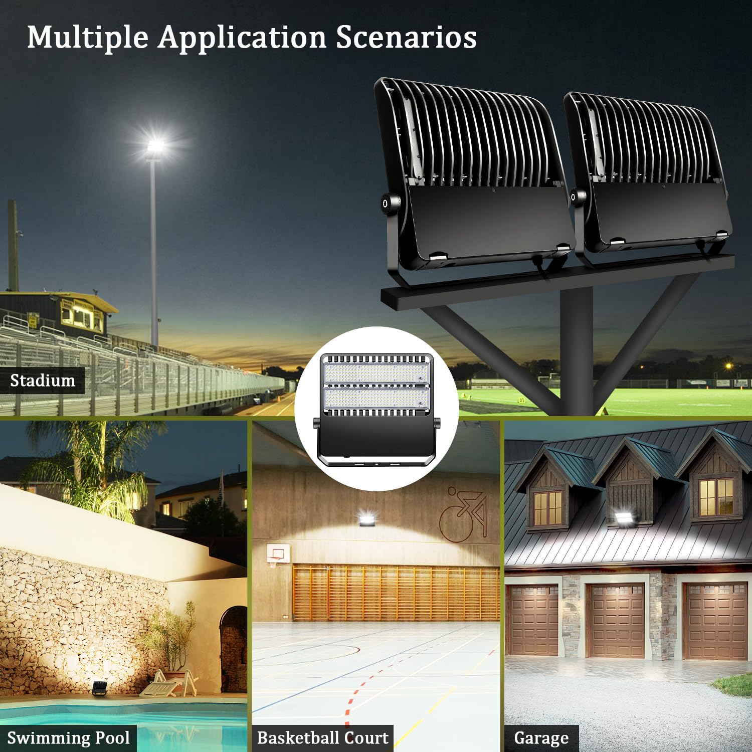 Biritalo Led Stadium Flood Lights Outdoor 1600W Equivalent 36500Lm Super Bright Yoke Mount Parking Lot Floodlights 5500K 80-277V