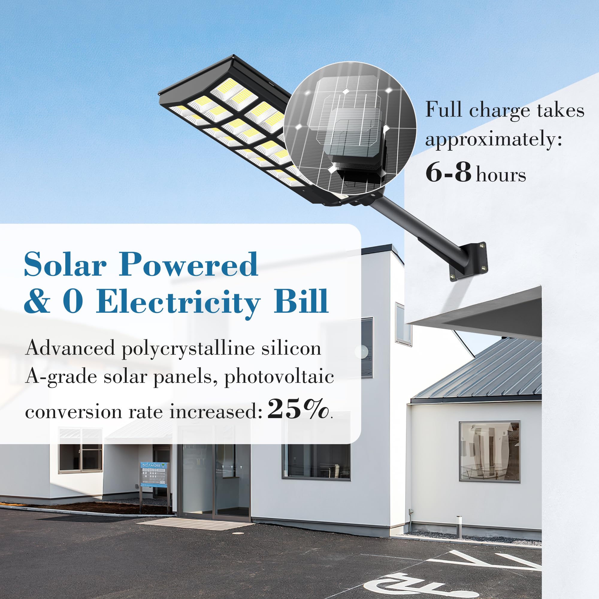 Okpro 6000W Solar Street Lights Outdoor - 7000K Solar Lights Outdoor Waterproof Dusk To Dawn, Commercial Solar Parking Lot Light
