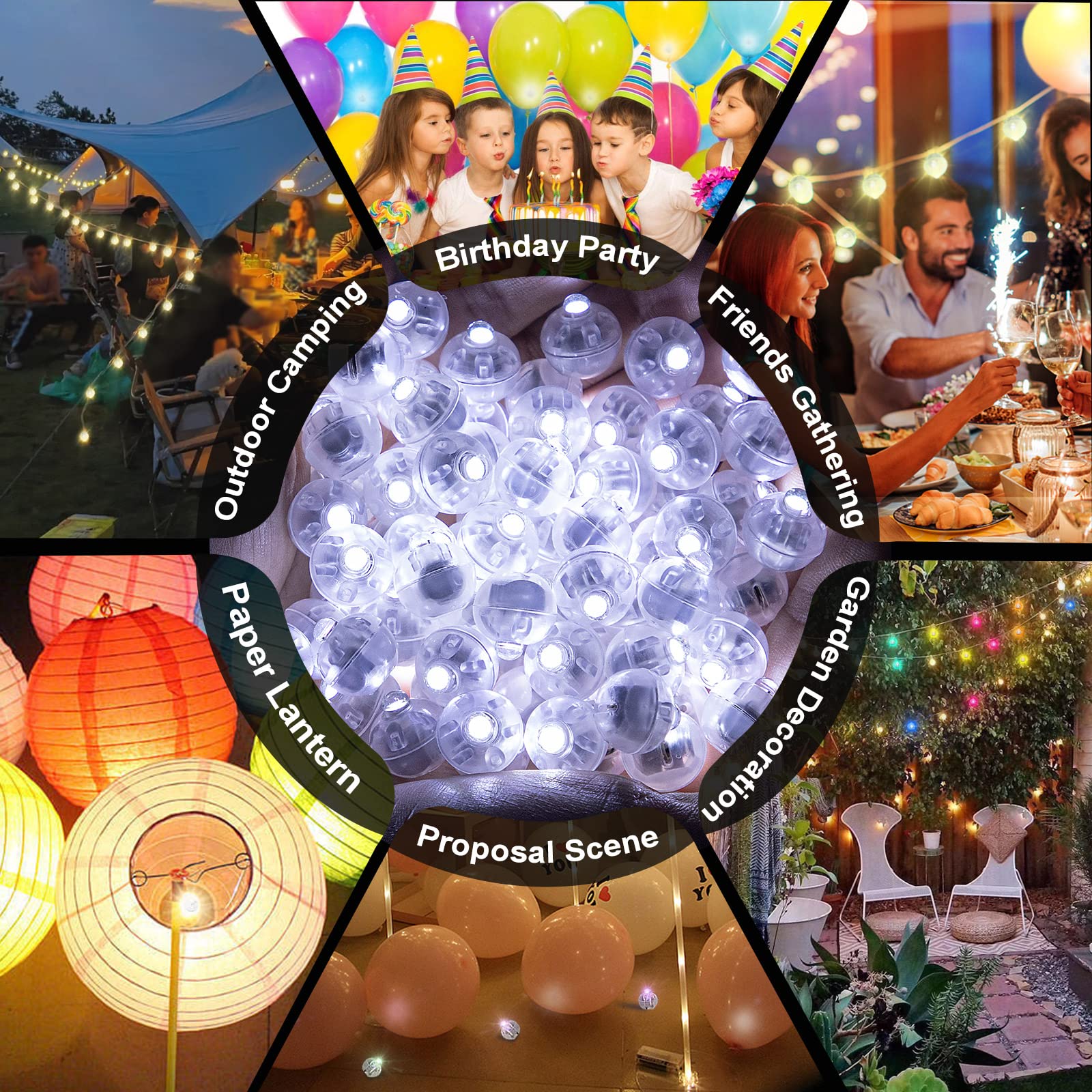 Aogist White LED Mini Ball Lights, 100 PCS, Paper, Model XL0615 for Party Decoration and Events