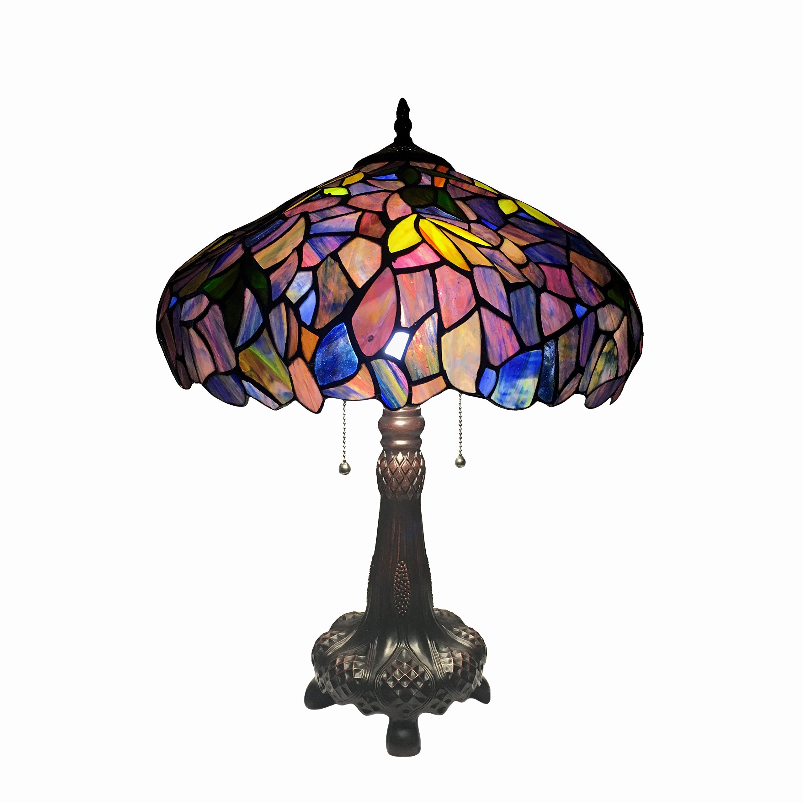 Chloe CH18045PW16-TL2 Katie Tiffany-Style Wisteria Table Lamp with 16&quot; Shade, 22.5 x 16 x 16, Multicolor