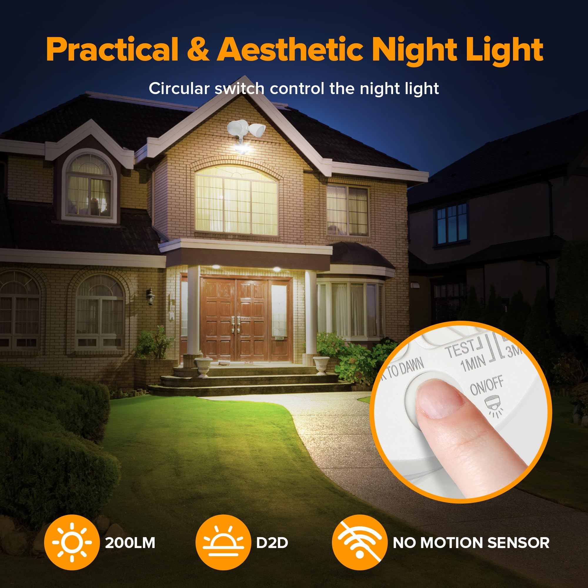 LUTEC Motion Sensor Outdoor Lights, 34W, 3000 Lumen, IP65 Waterproof, Dusk to Dawn, White