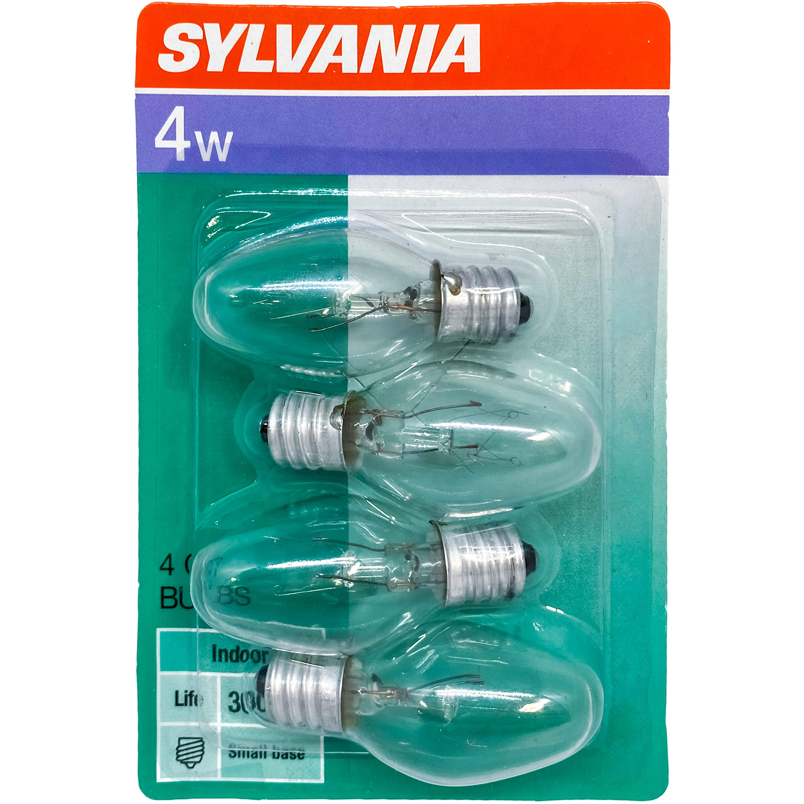 SYLVANIA C7-4-Watt Incandescent Bulb - Clear Finish, Candelabra Base, 1 Count