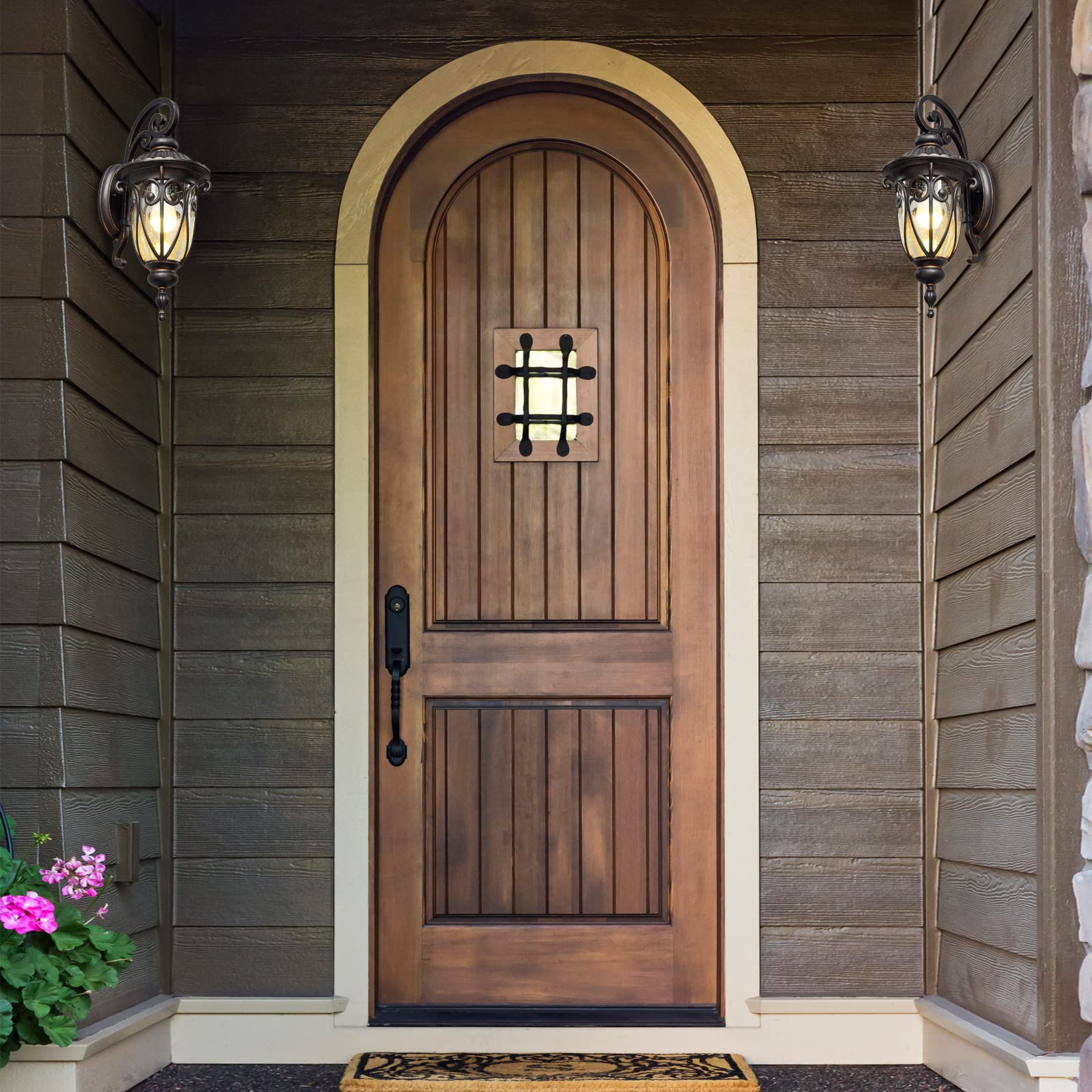 Goalplus 23&quot; Large Antique Bronze Outdoor Wall Light Sconce With Clear Glass Shade