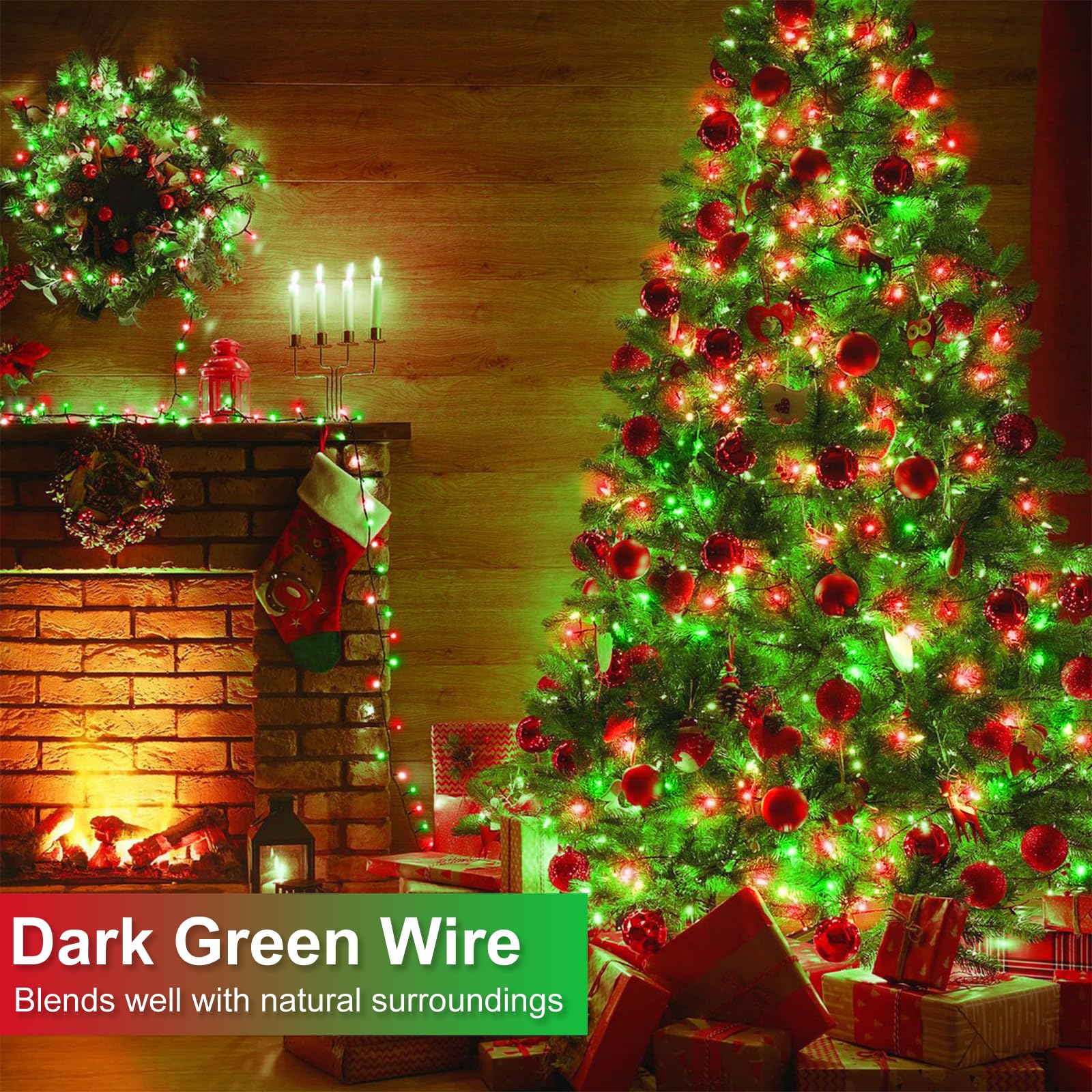 800 Led Christmas Lights Outdoor, 262Ft Christmas Tree Lights With 8 Modes Waterproof, Plug In Twinkle Tree Lights Green Wire Fo