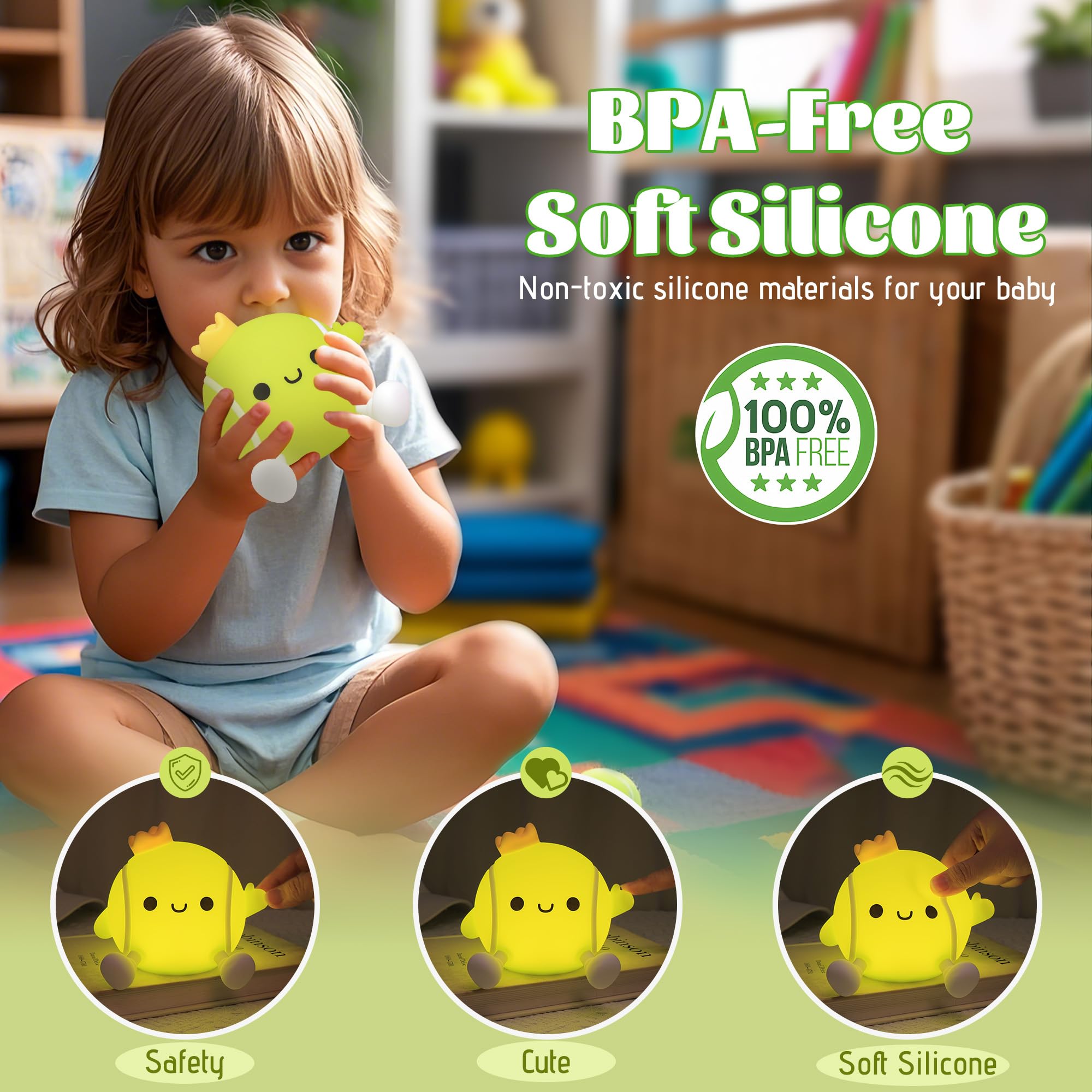 YuanDian Tennis Gifts, Soft Glow Silicone Tennis Ball Night Light - Sports Decor for Toddlers, Kids Bedrooms & Man Caves - Birth