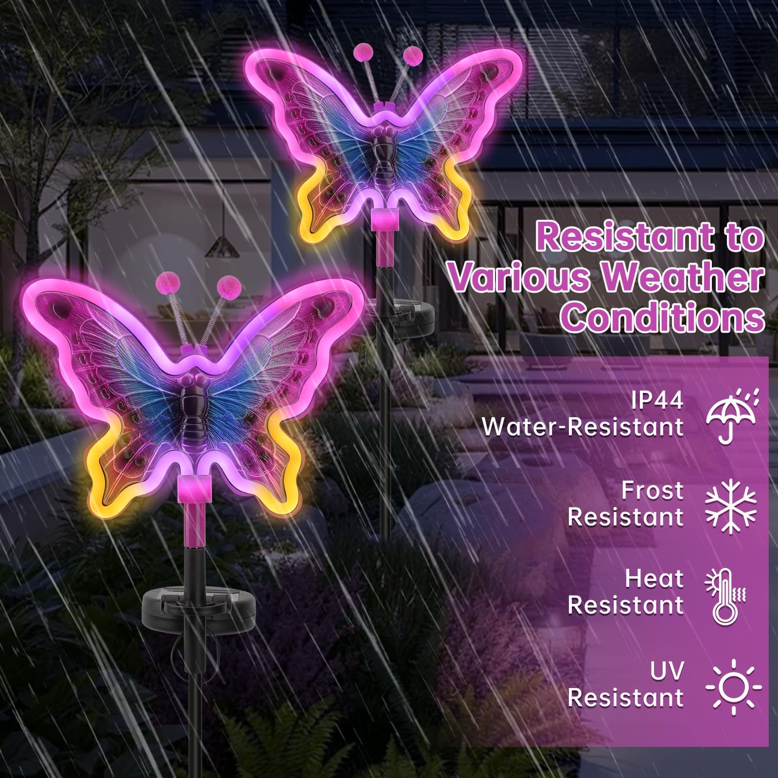 Topruifeng Butterfly Solar Lights, Solar Butterfly Outdoor Light, Garden Decor,Neon Butterfly Garden Lights For Outside, Yard, P