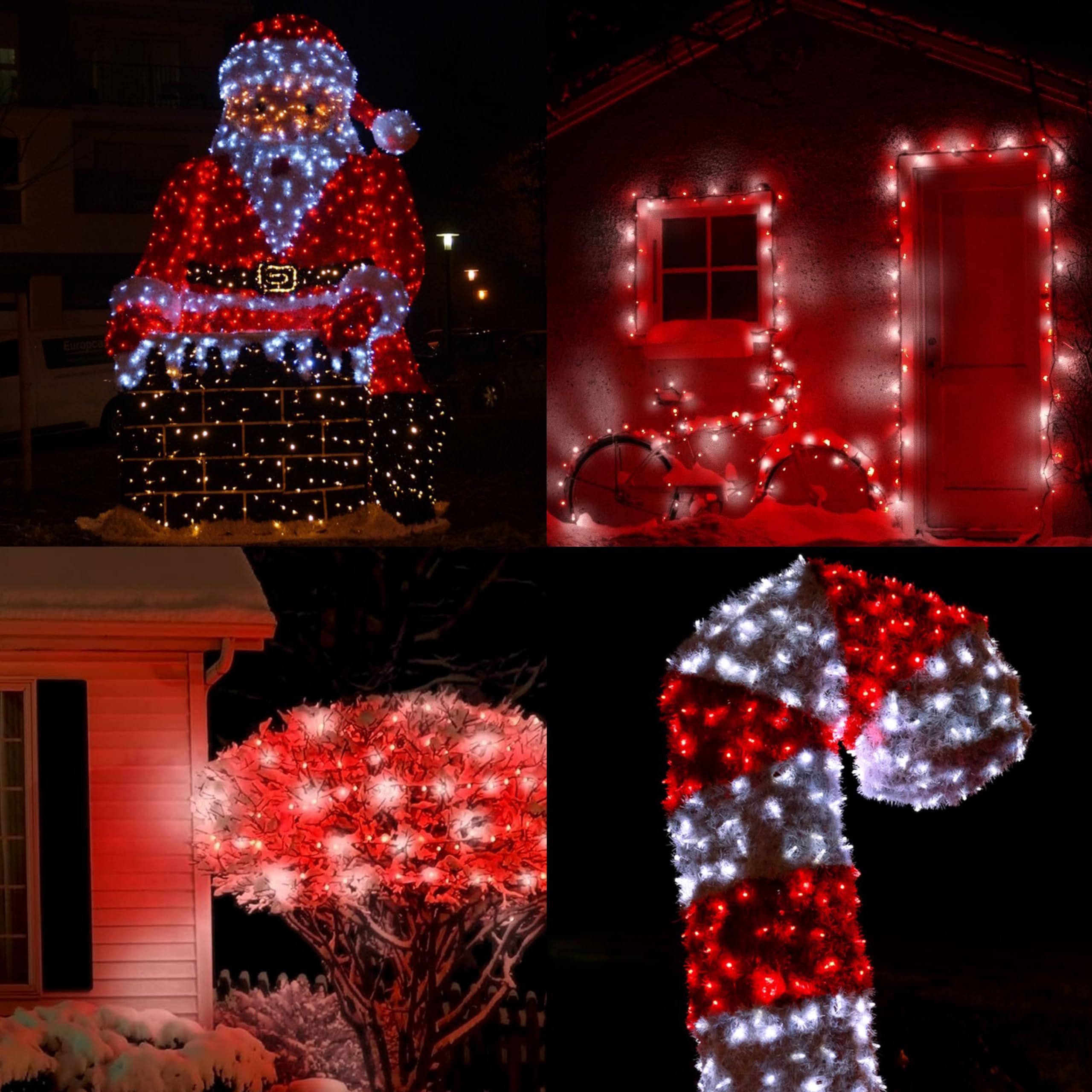 2 Pack Red And White Christmas Lights Indoor Outdoor, Super Bright 66Ft 200 Led String Lights Waterproof, Twinkle Xmas Lights Wi