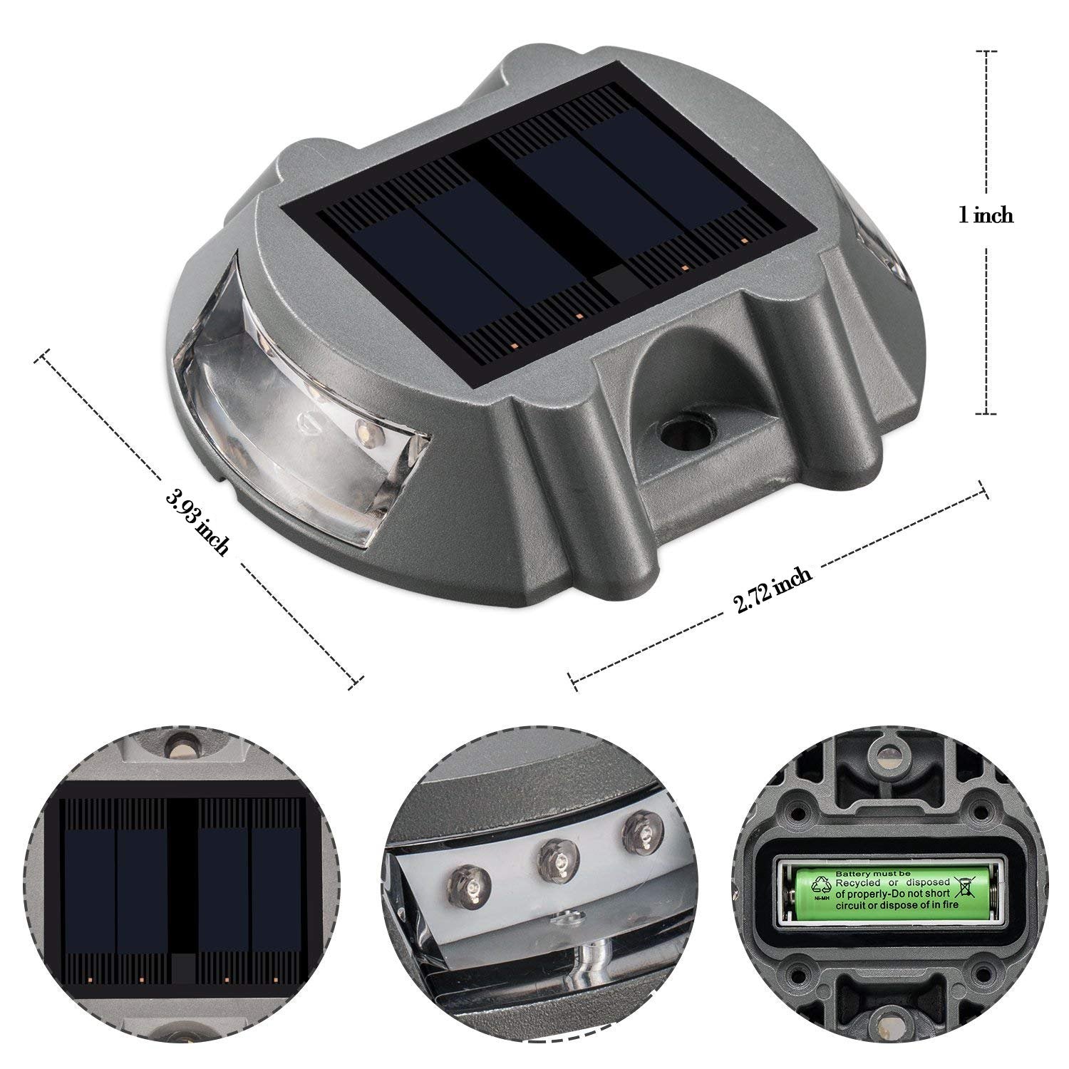 Sunwind Solar Deck Lighting Outdoor - 4 Pack Waterproof Aluminum Dock Solar Powered Lights Outdoor Led Pathway Road Marker For G