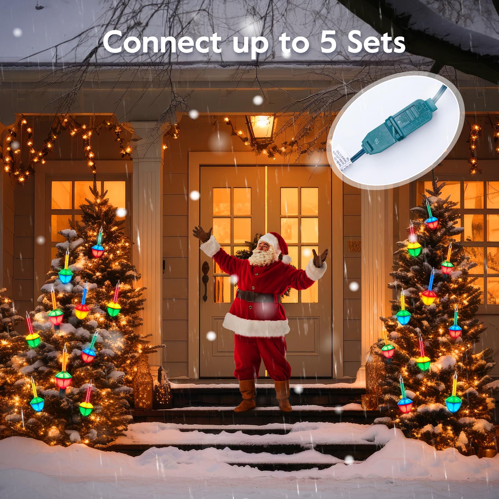 Brightown Christmas Bubble String Lights - 15 Multicolor Bulbs, Warm White, Copper Material, Model GYPC-O75AU