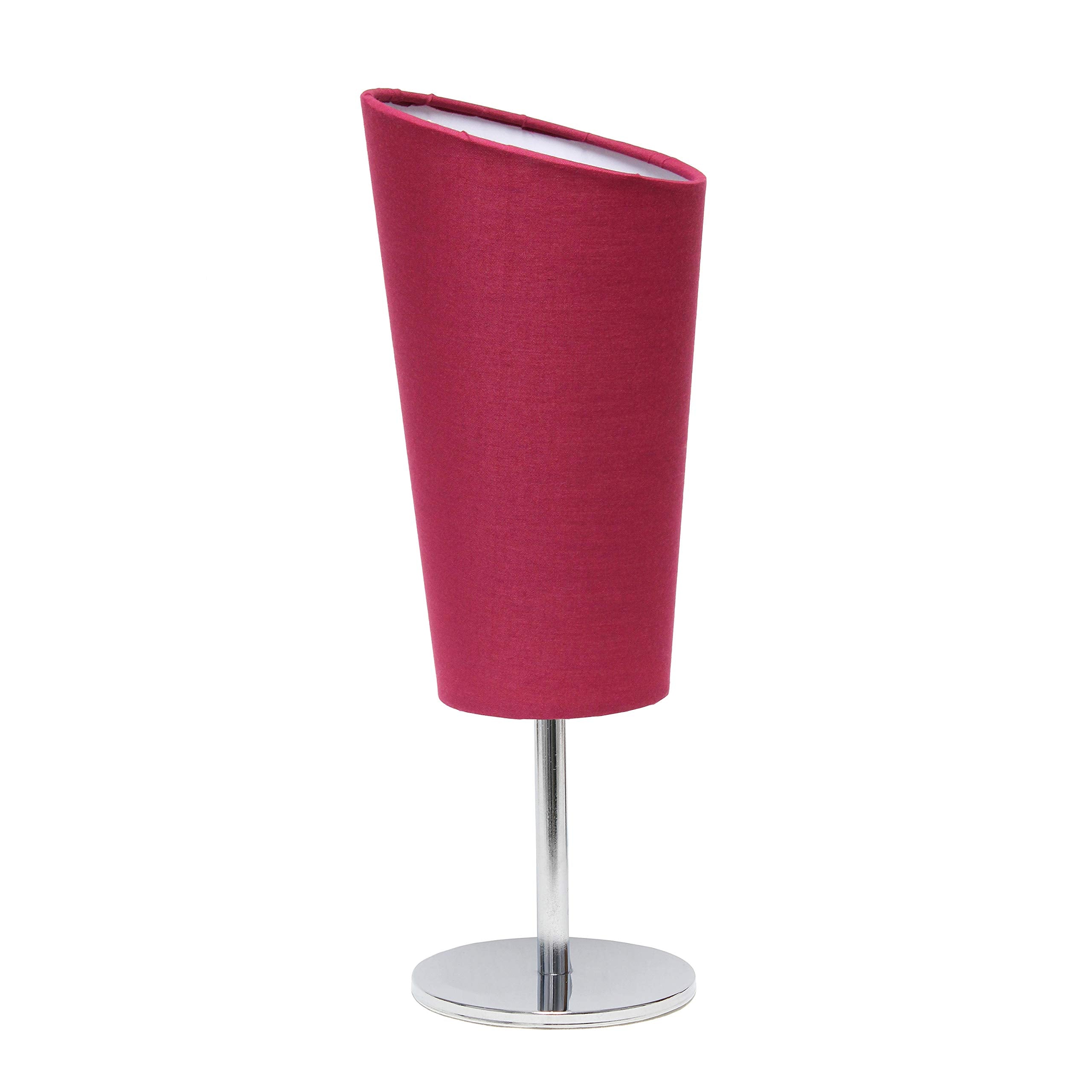 Simple Designs Lt2061-Pnk Mini Table Lamp, Pink Fabric Shade, Chrome Base, 4.75X4.75X12.6