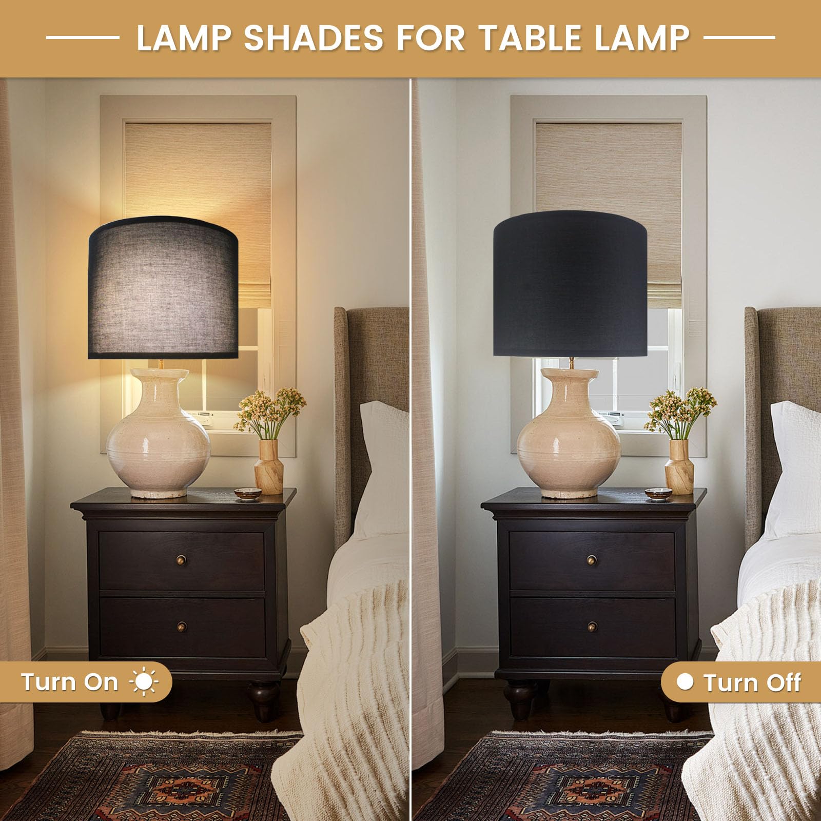 Lamp Shades Set Of 2,Drum Lampshades,Medium Lampshades Linen Fabric 13'' Top X 13'' Bottom X 10'' High,Beige Lampshades Natural