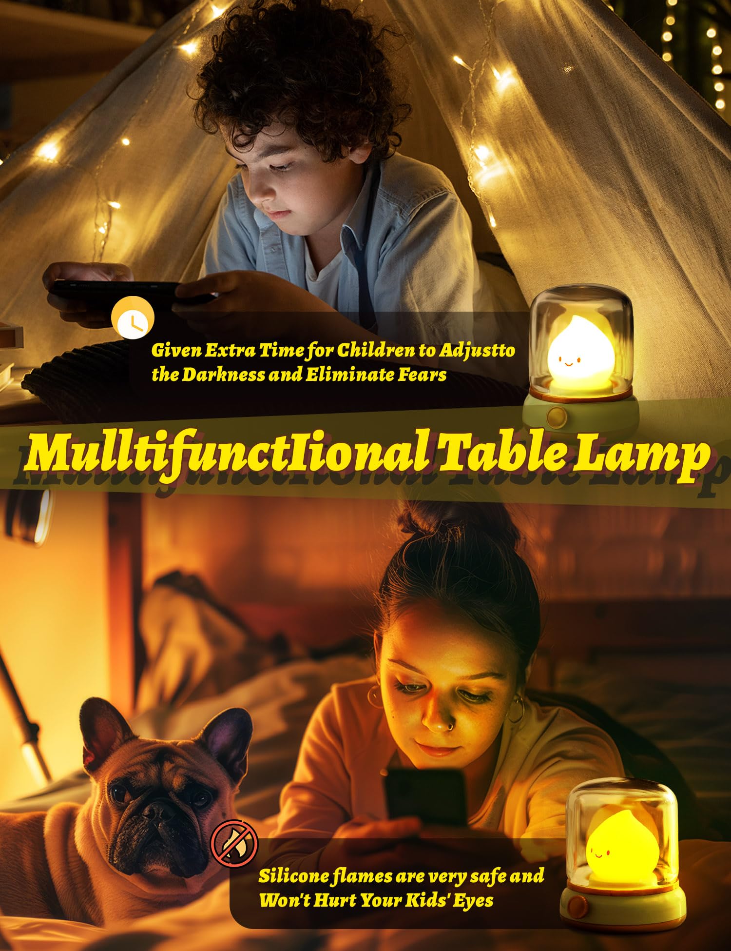 Bandiancy Cute Kerosene Night Light, Cozy Light,Rechargeable Night Light,Shower Lamp, Lovely Decoration, Night Lights For Adults,Cool Lamp,Suitable For A Variety Of Holiday Gifts Halloween