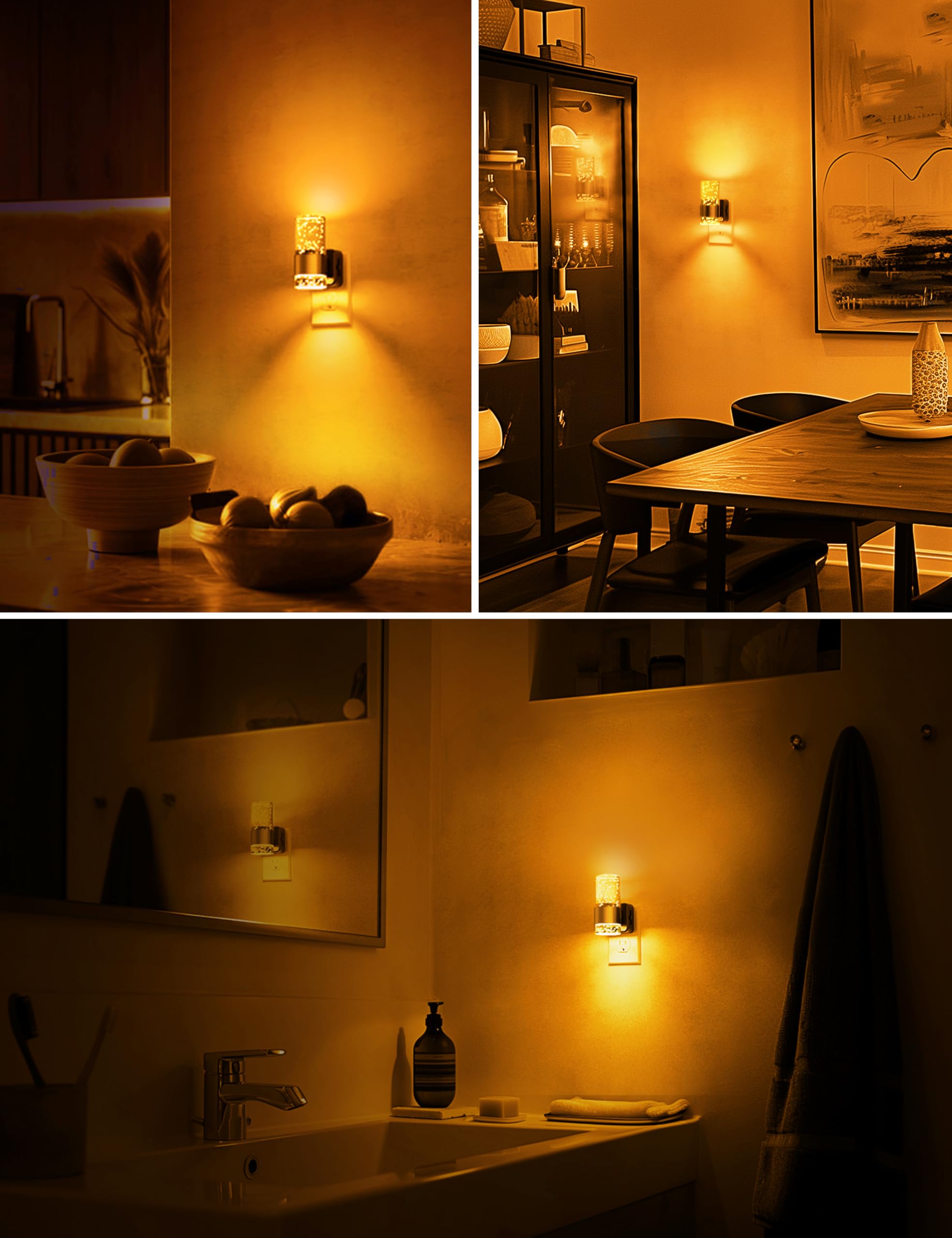 L Lohas Led Night Lights Plug Into Wall, Amber Night Light With Adjustable Brightness, Plug In Nightlight With Auto Light Sensor