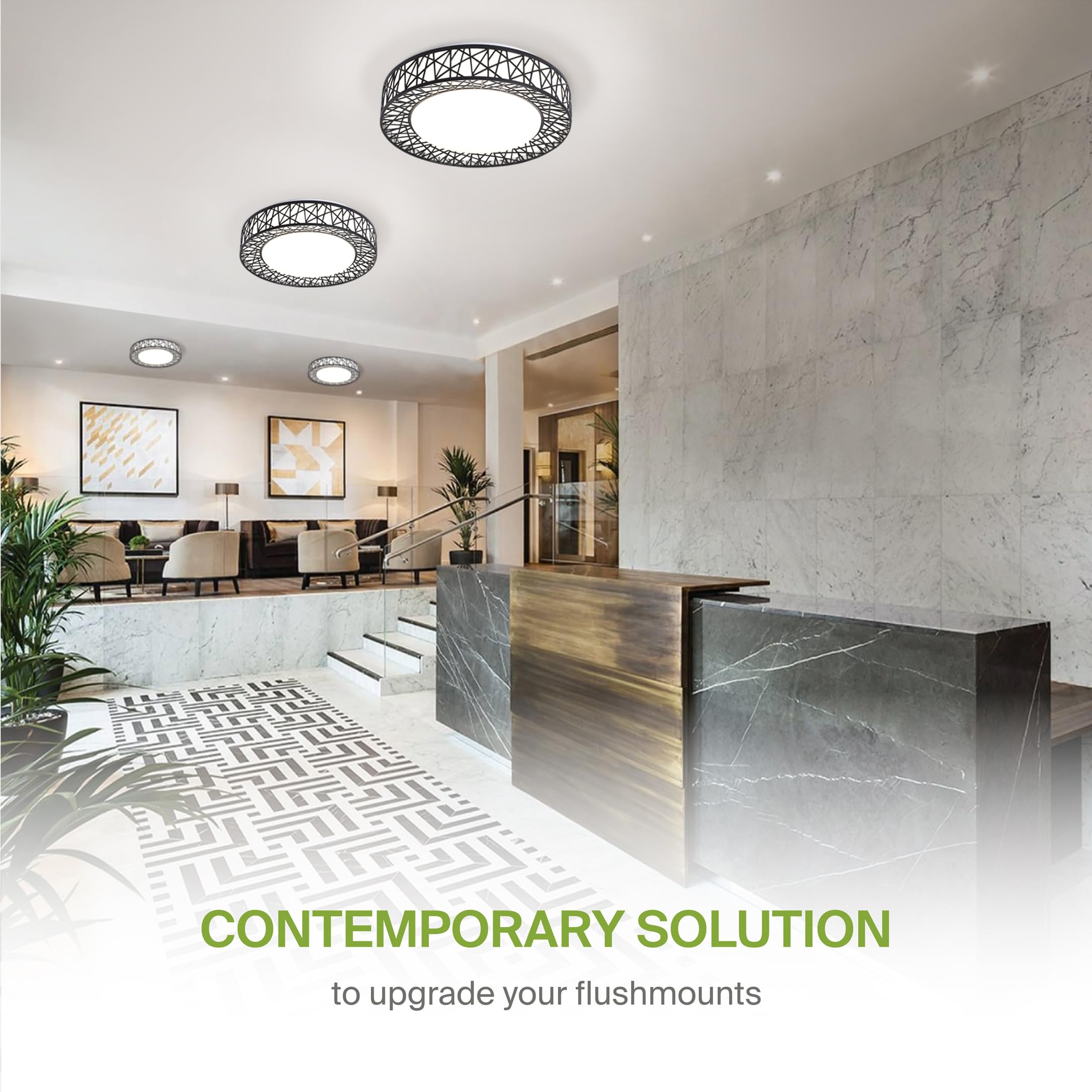 ASD 18 Inch LED Flush Mount Ceiling Light - 35W 1992LM, Dimmable, Matte Black, Iron Housing, Model A-LOFT-FM-18D35BK