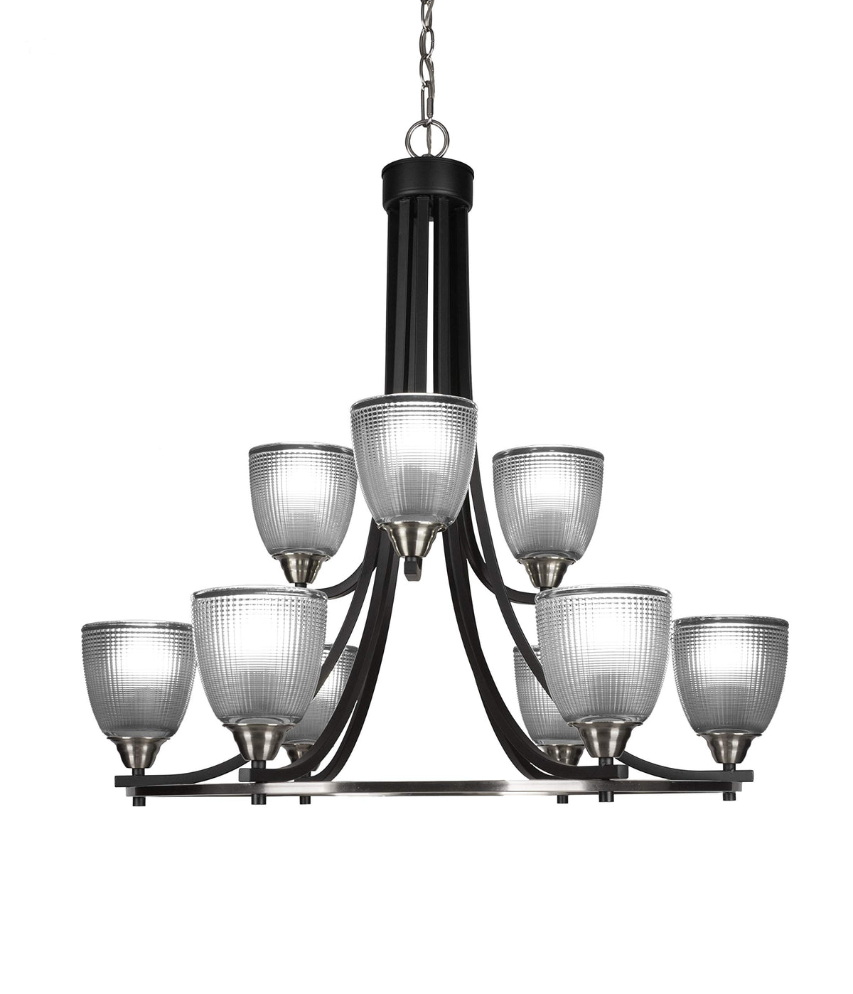 Toltec Lighting Paramount 9 Light Chandelier in Matte Black & Brushed Nickel (3409-MBBN-500)