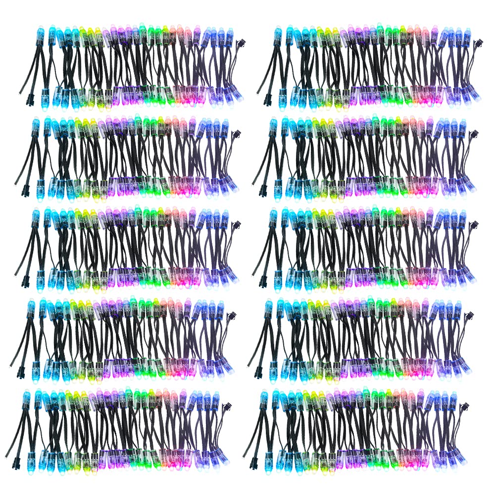 ALITOVE WS2811 RGB LED Pixels 12mm Diffused IP68 Waterproof 500pcs DC 5V Black Wire