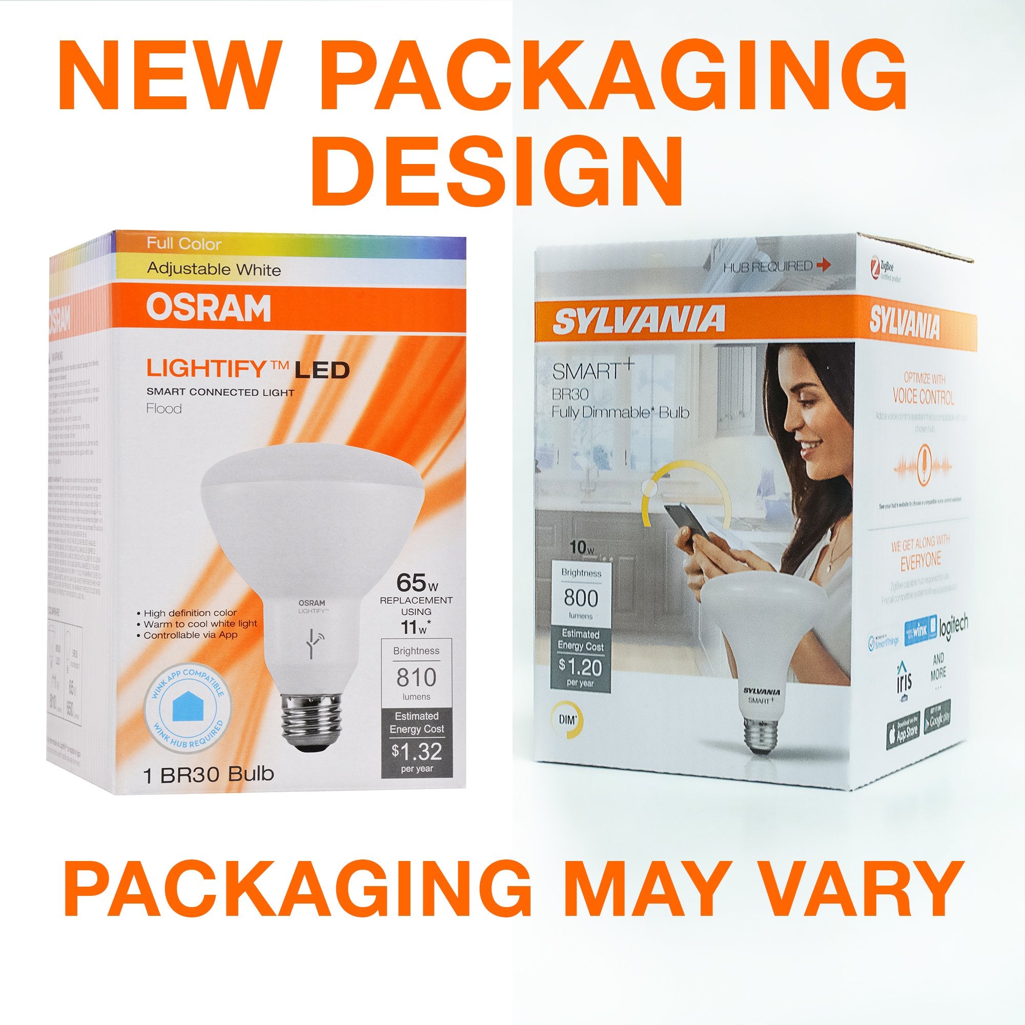 Sylvania Smart 10W Br30 Led Light Bulb For Smartthings And Alexa, Dimmable, 10 Year, 800 Lumens, 2700K, Soft White - 1 Pack (745