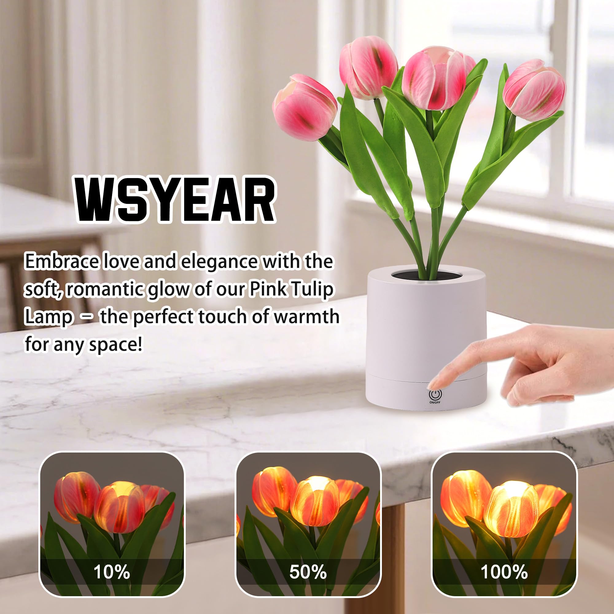 Wsyear Tulip Lamp Gifts For Mom From Daughter, Birthday Gifts For Women, Artificial Flower Lamp Night Light For Bedroom Decor Gi
