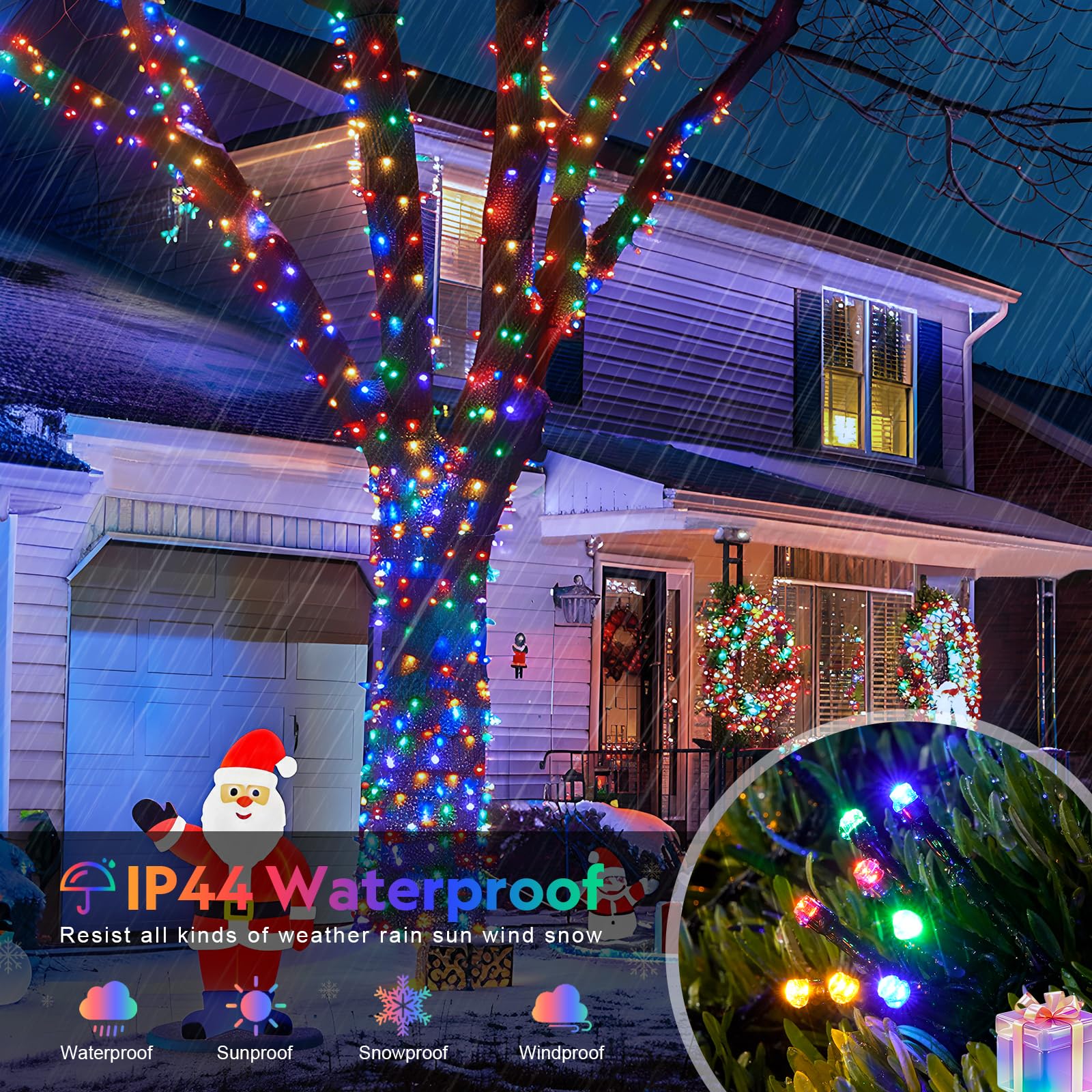 Jmexsuss 272Ft 800 Led Christmas Tree Lights, 8 Modes Multicolor Led Christmas Lights Outdoor Waterproof Christmas String Lights
