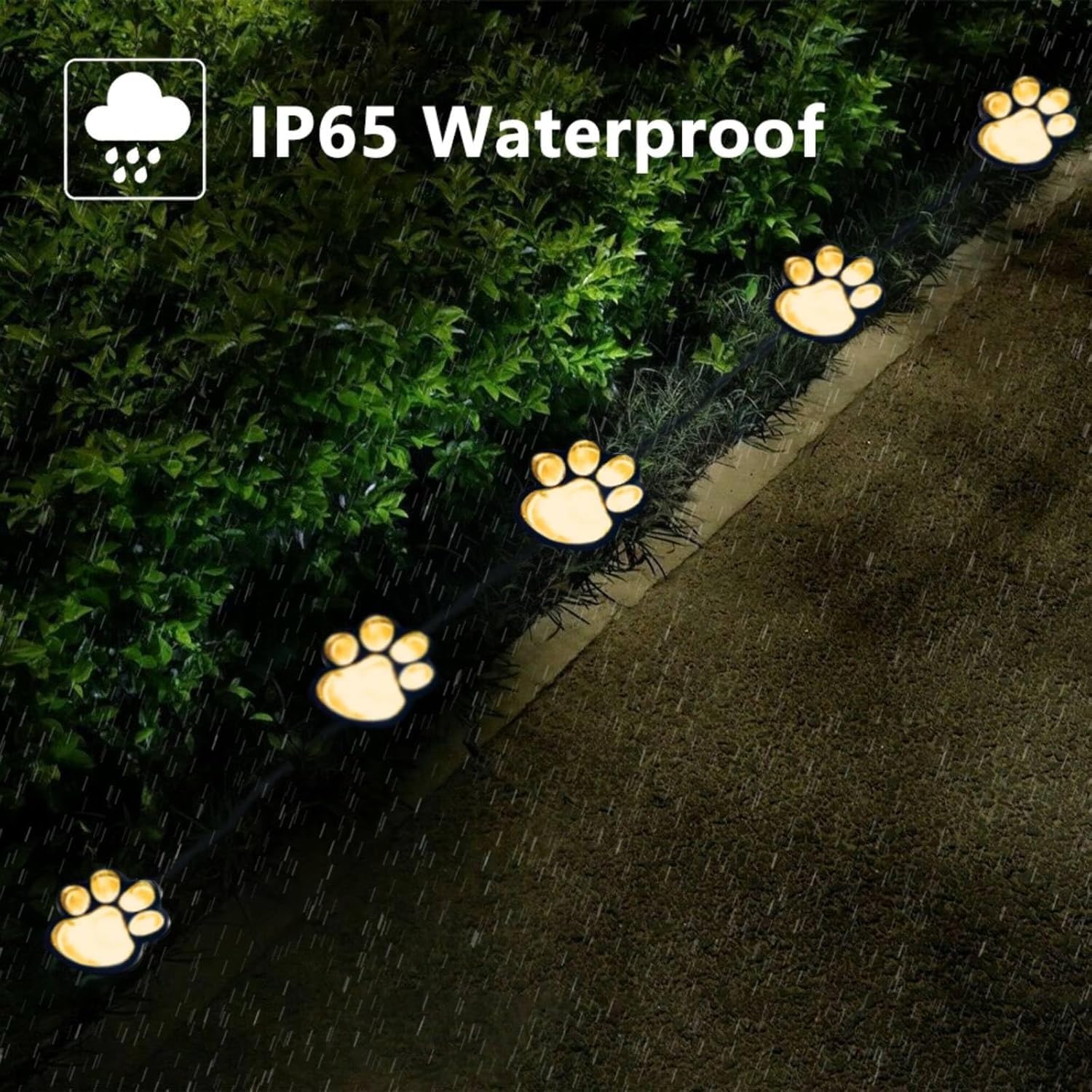 Blunem Paw Print Solar Lights - Outdoor Garden Decoration Waterproof, Cat Dog Animal Set (4), Pet Cemetery, Grave Memorial, Gift