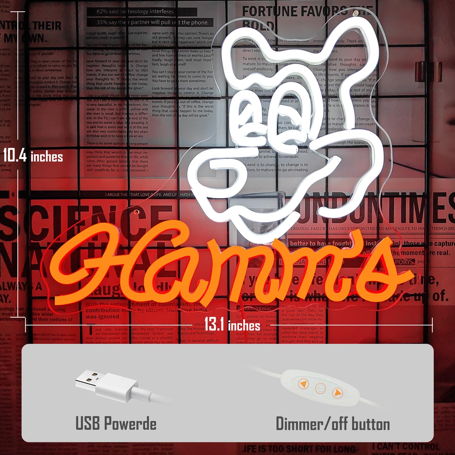 Jooetuu Hamms Beer Bear Neon Sign For Wall Decor Dimmable Hamm'S Beer Light Neon Sign Led Bear Neon Light Signs For Beer Pub Club Home Bar, Man Cave