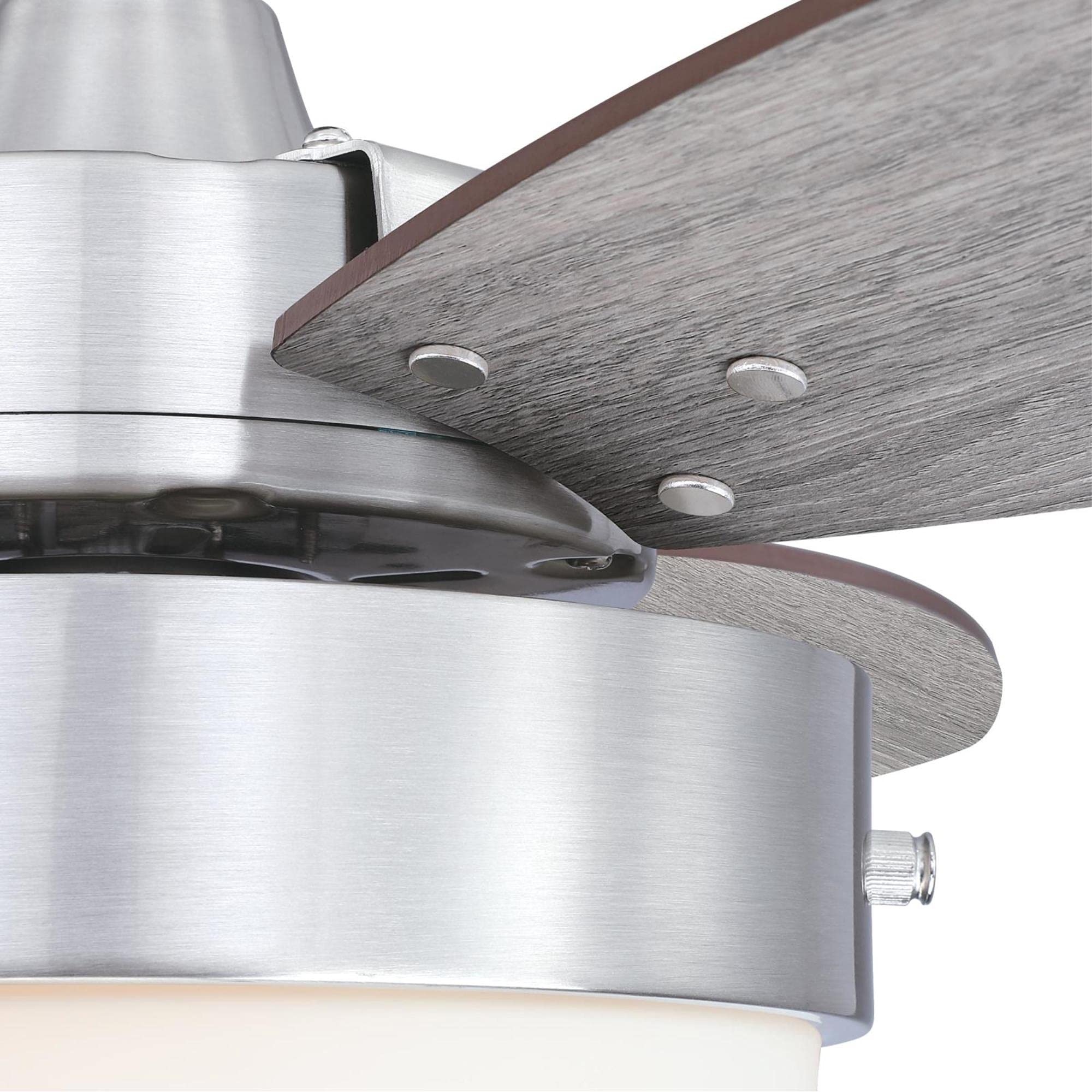 Westinghouse Lighting 7305100 Alloy, Modern Led Ceiling Fan With Light, 42 Inch, Brushed Nickel Finish, Opal Frosted Glass