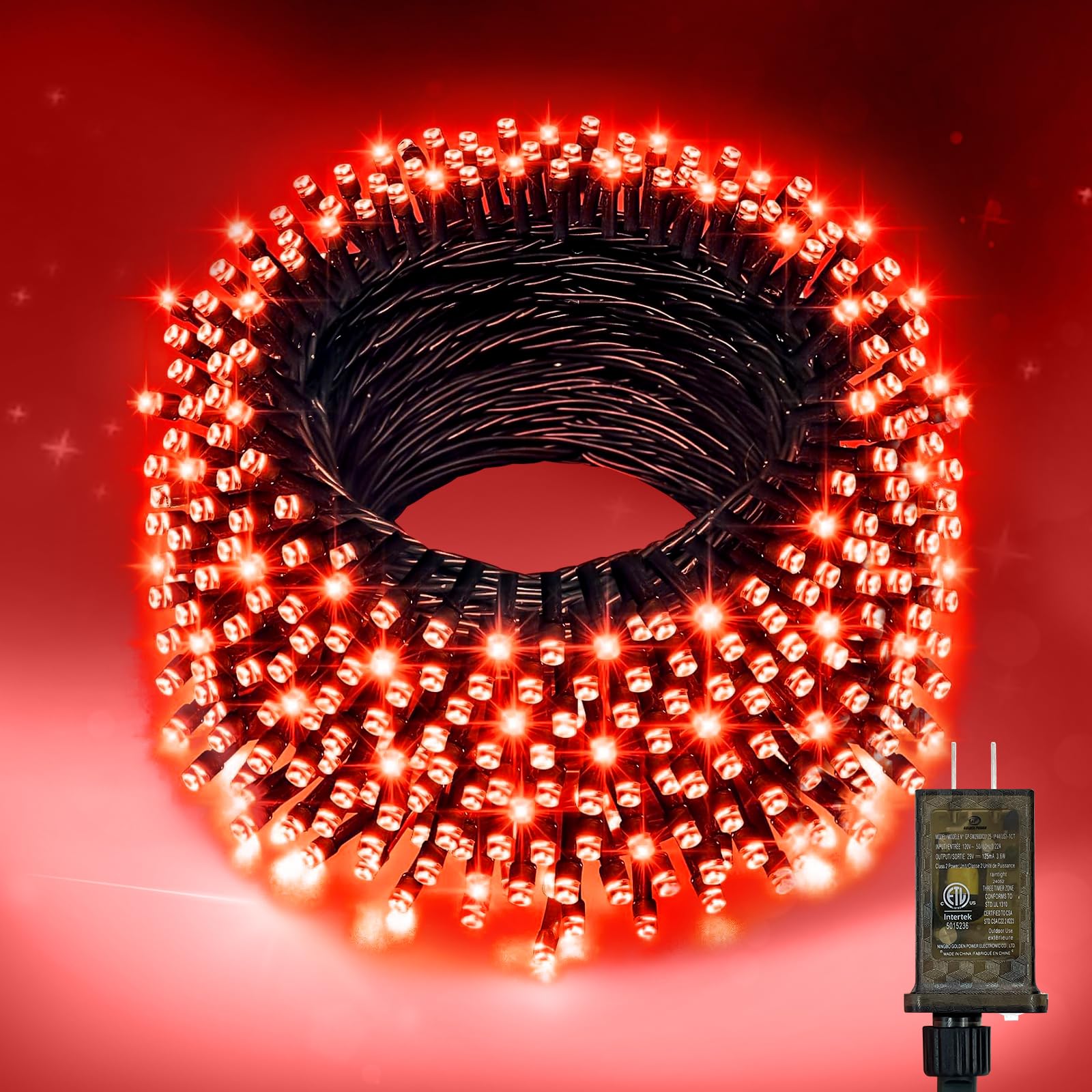 Nisocy 200 Led Red String Lights With Green Wire  Waterproof Christmas Tree Fairy Lights With 8 Modes  Indoor Outdoor Decorative Lighting For Holiday  Party  Garden  Patio(66Ft)