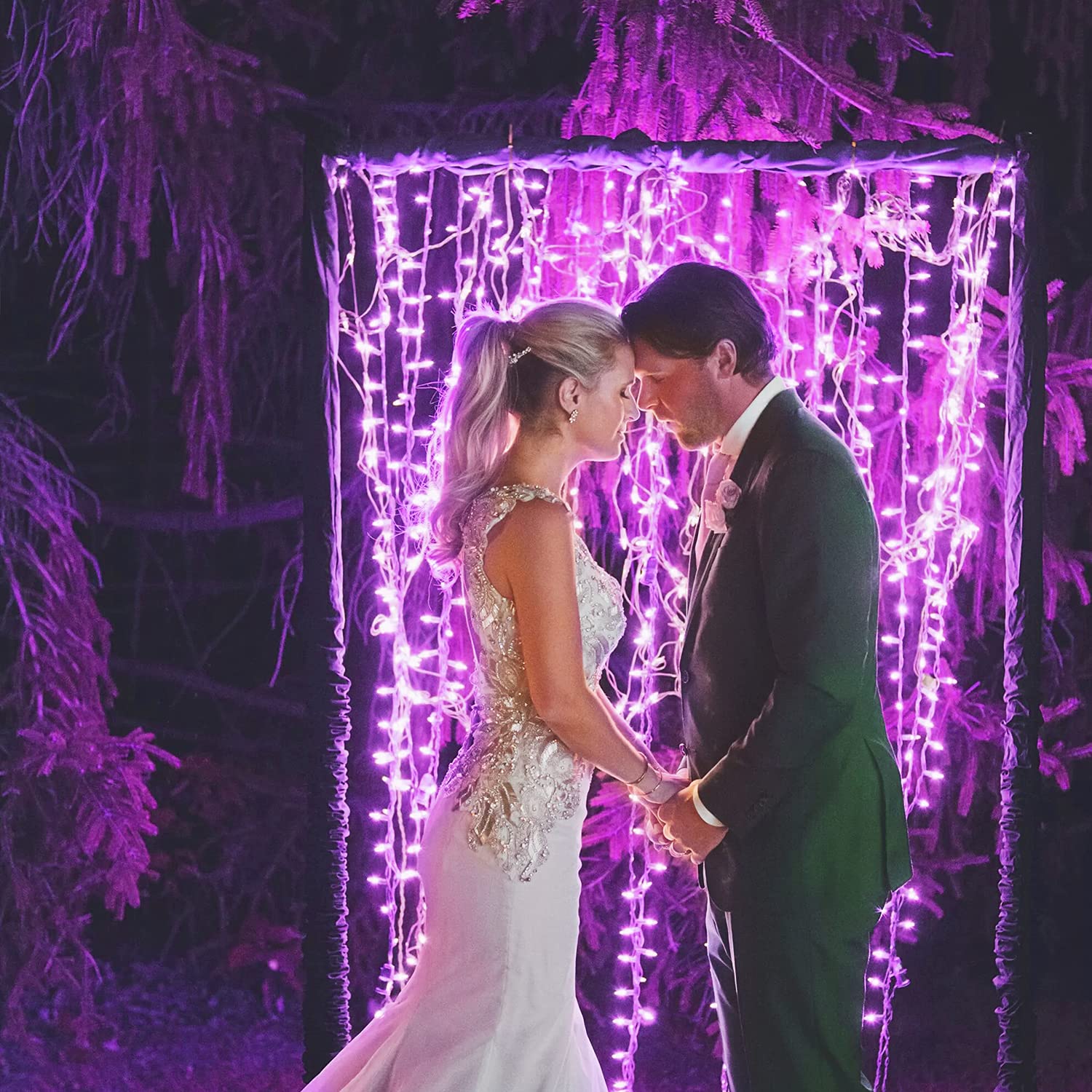 JMEXSUSS 600 LED Purple Christmas Lights, 168ft Indoor/Outdoor String Lights, 8 Modes, Copper Wire, Model EXS-S-0600