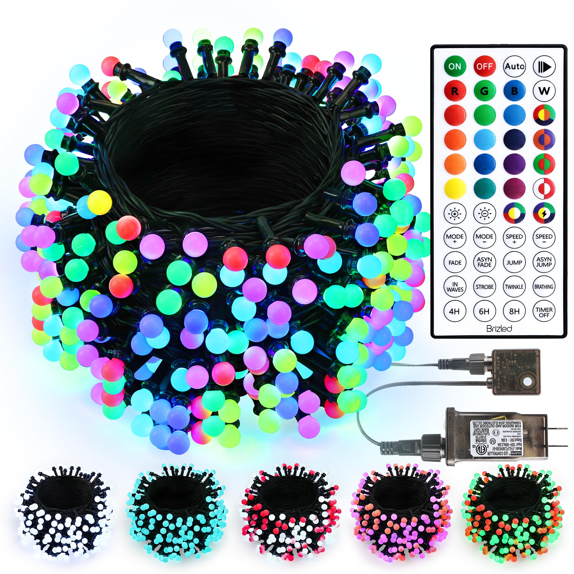 Brizled Christmas Lights, 163.38ft 498 LED Color Changing Christmas Lights with Remote, RGB Christmas Berry String Lights Dimmab
