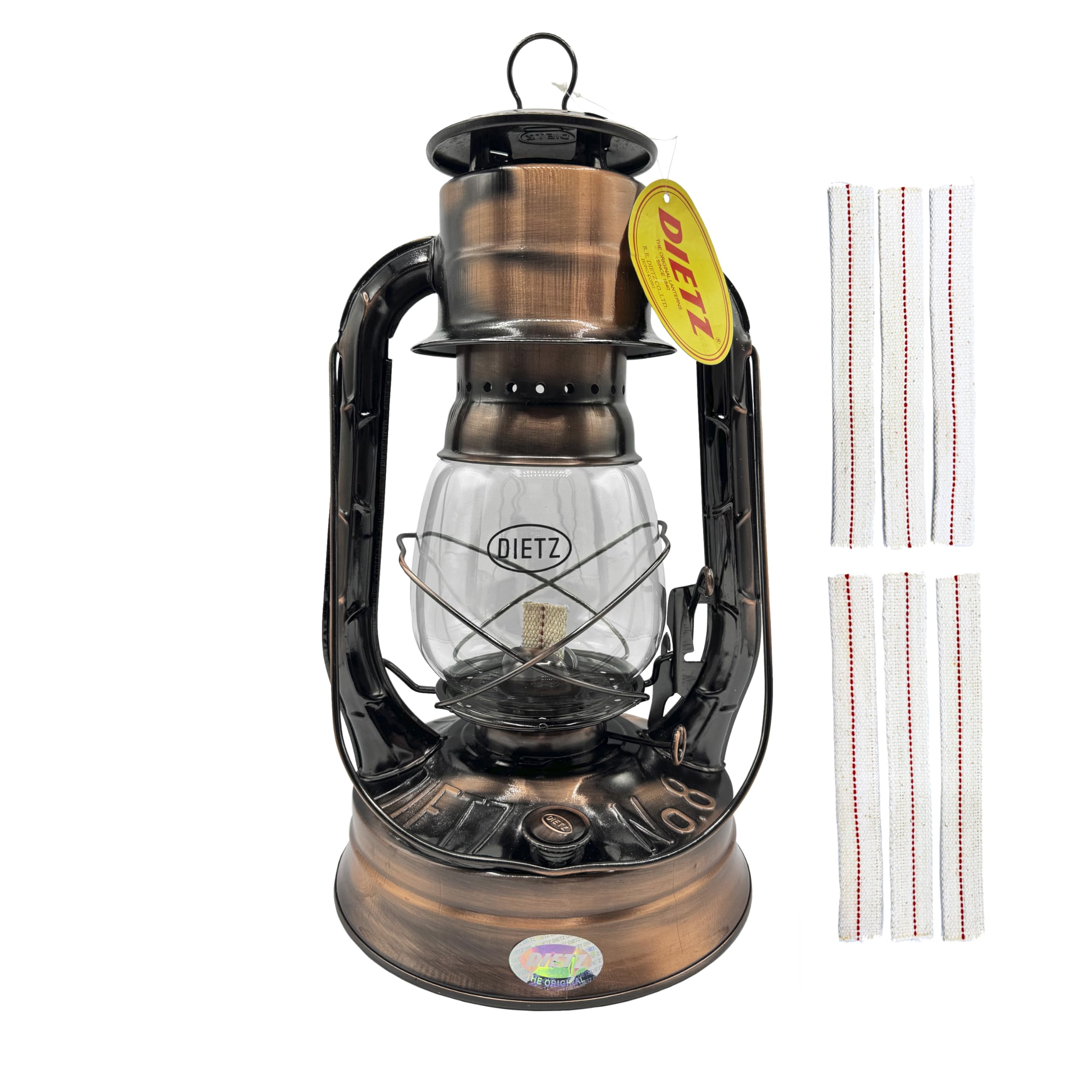 Light of Mine - Dietz #08 Air Pilot Bronze Oil Lantern with 7/8'' Replacement Wick Strips (Bronze)
