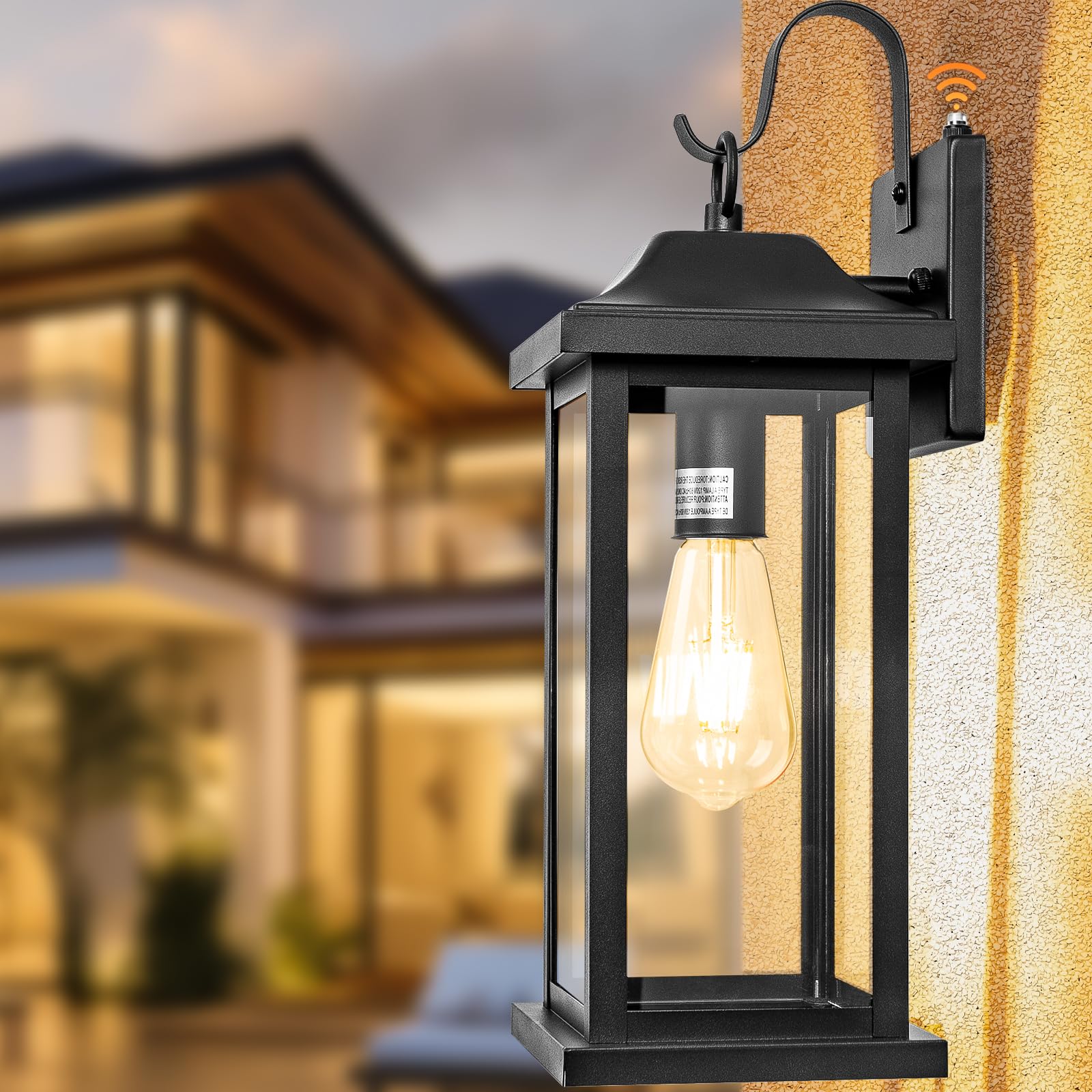 Roravilila Dusk to Dawn Large Outdoor Wall Light 17 Inch, Exterior Light Fixture Porch Light with Tempered Clear Glass, IP65 Wat