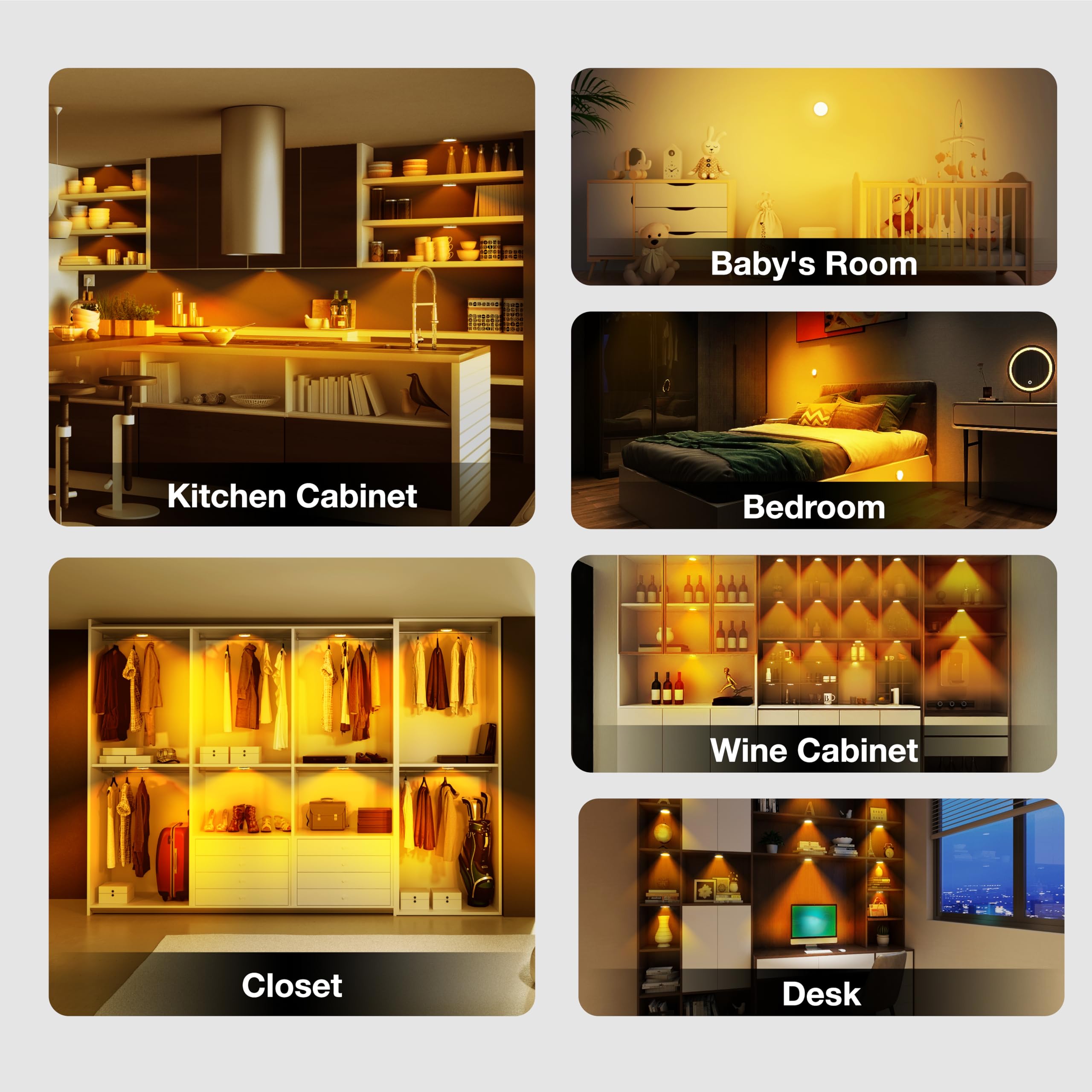 Puck Lights With Remote Control,1000Mah Rechargeable Under Cabinet Lighting,Led Closet Lights,3Pack Tap Light,Cordless Stick On