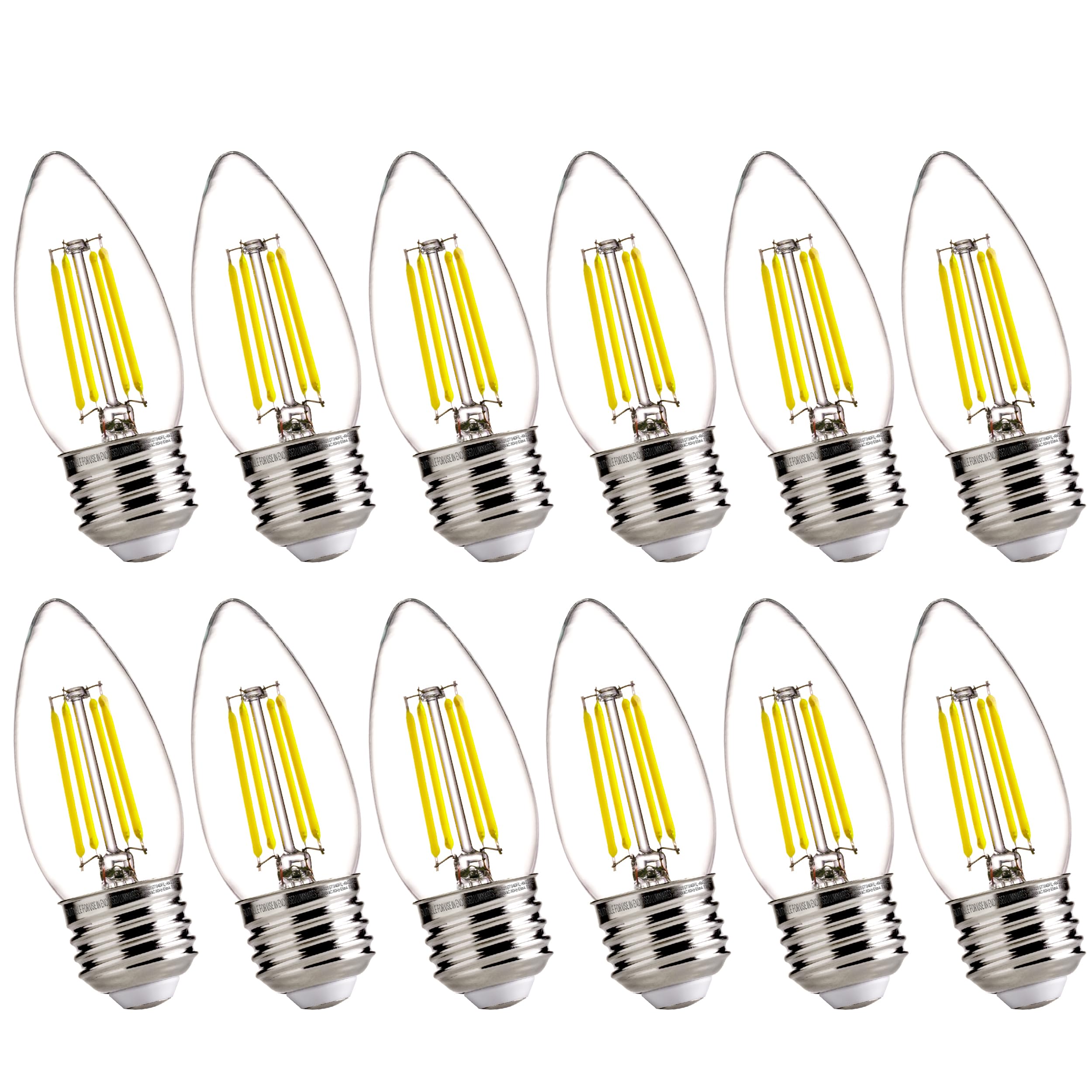 Flsnt 100W Equivalent Led Chandelier Light Bulbs E26 Base, 5000K Daylight Dimmable Led Candelabra Bulbs, 800Lm, 12Pack