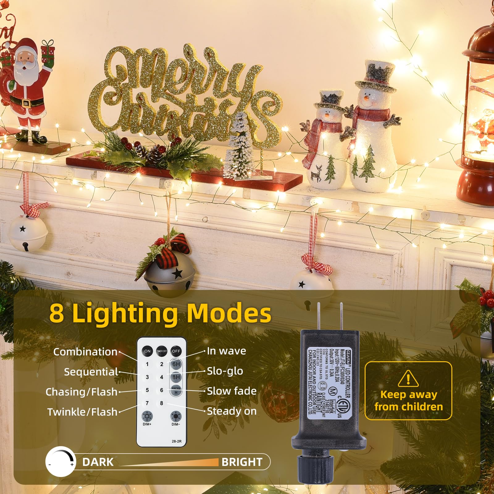 Lycklig Fairy Lights Plug In 65Ft 1000Led Warm Christmas Garland Lights With Timer Remote Waterproof Fire er Twinkle Cluster String Light For Bedroom Wreath Party Wreath Tree Decor Green Wire