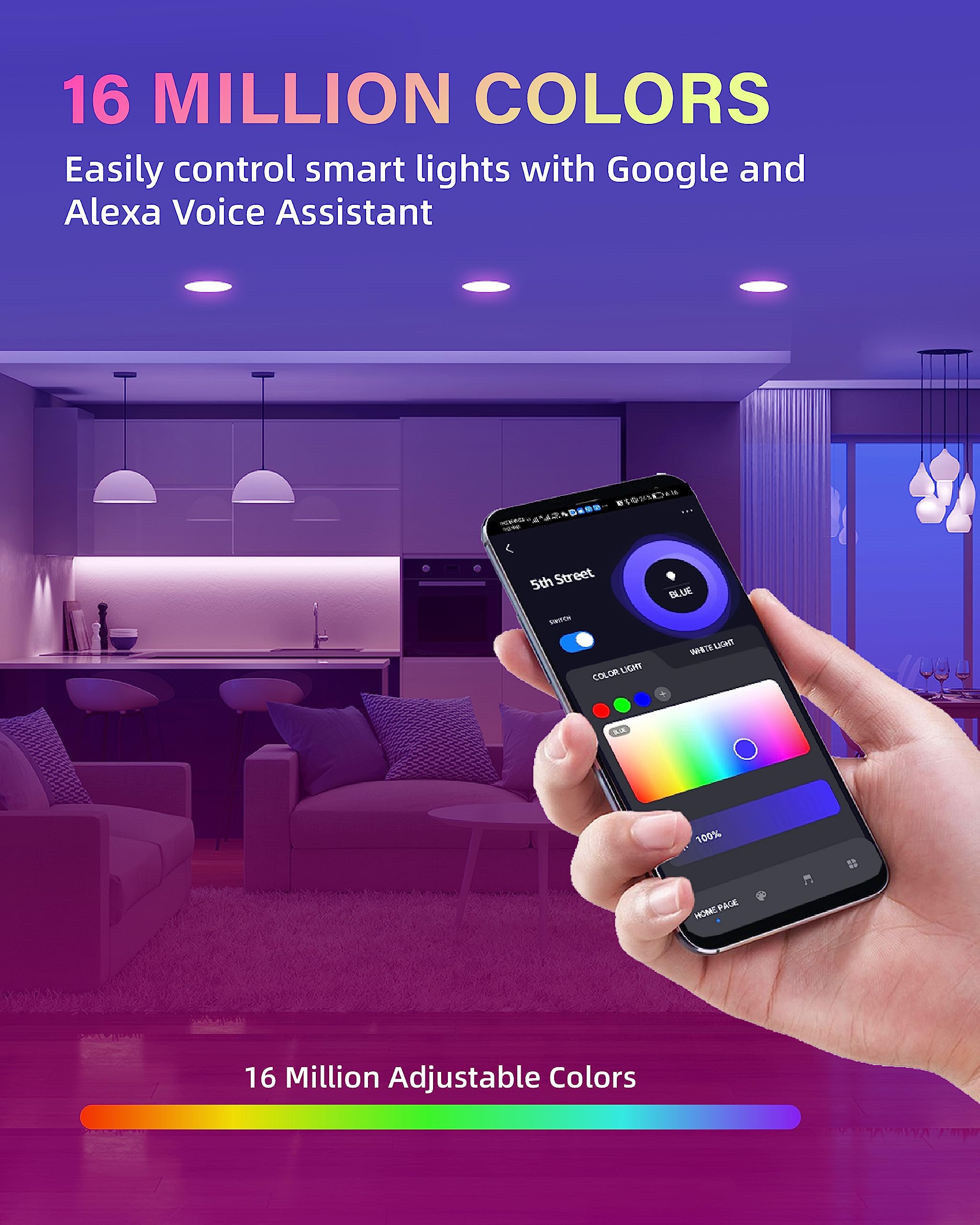 12 Pack Smart Recessed Lighting 4 Inch, 4 Inch Led Recessed Lights 9W 700Lm, Smart Downlight With Junction Box Compatible With Alexa/Google Assistant And Siri - Etl And Energy Star Certified