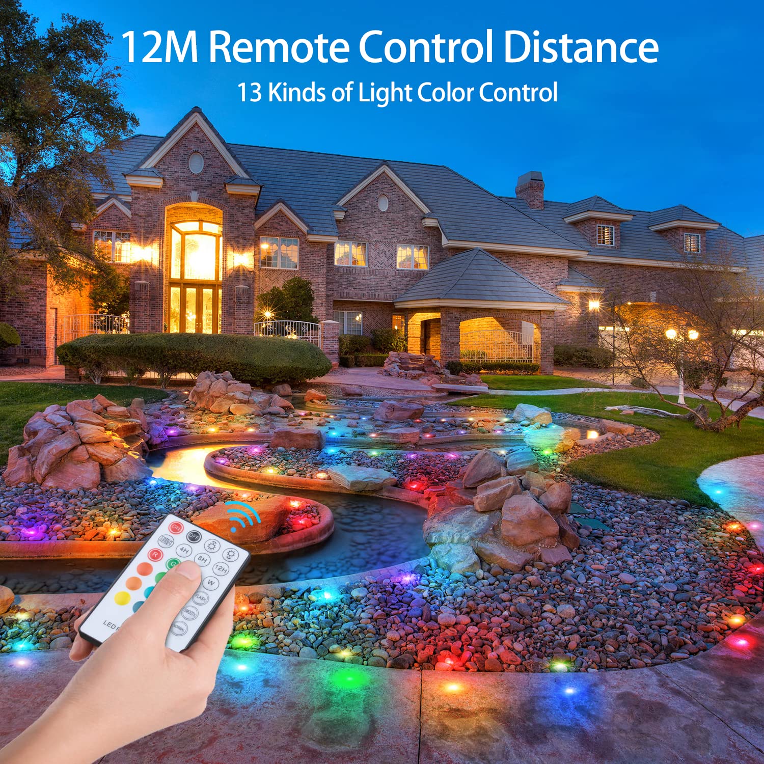 HIBOITEC RGB Low Voltage Recessed Deck Lamp, IP67 Waterproof, 12V Outdoor Lighting, φ42mm, 1Pack, Colorful LED for Garden, Patio, Stair