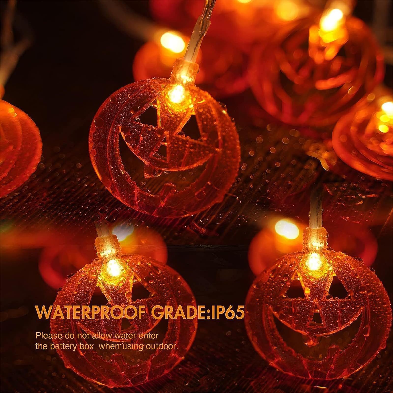 ITICdecor Halloween Pumpkin String Lights Battery Operated 15Ft 30 LED Orange Pumpkins Fairy Light Indoor Outdoor for Halloween
