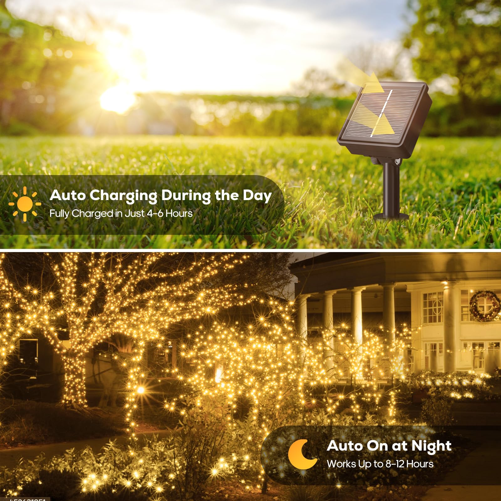 Soiarllt 2 Pack Solar String Lights Outdoor - Total 92Ft 240 Led Solar Christmas Lights Outdoor Waterproof With 8 Lighting Modes