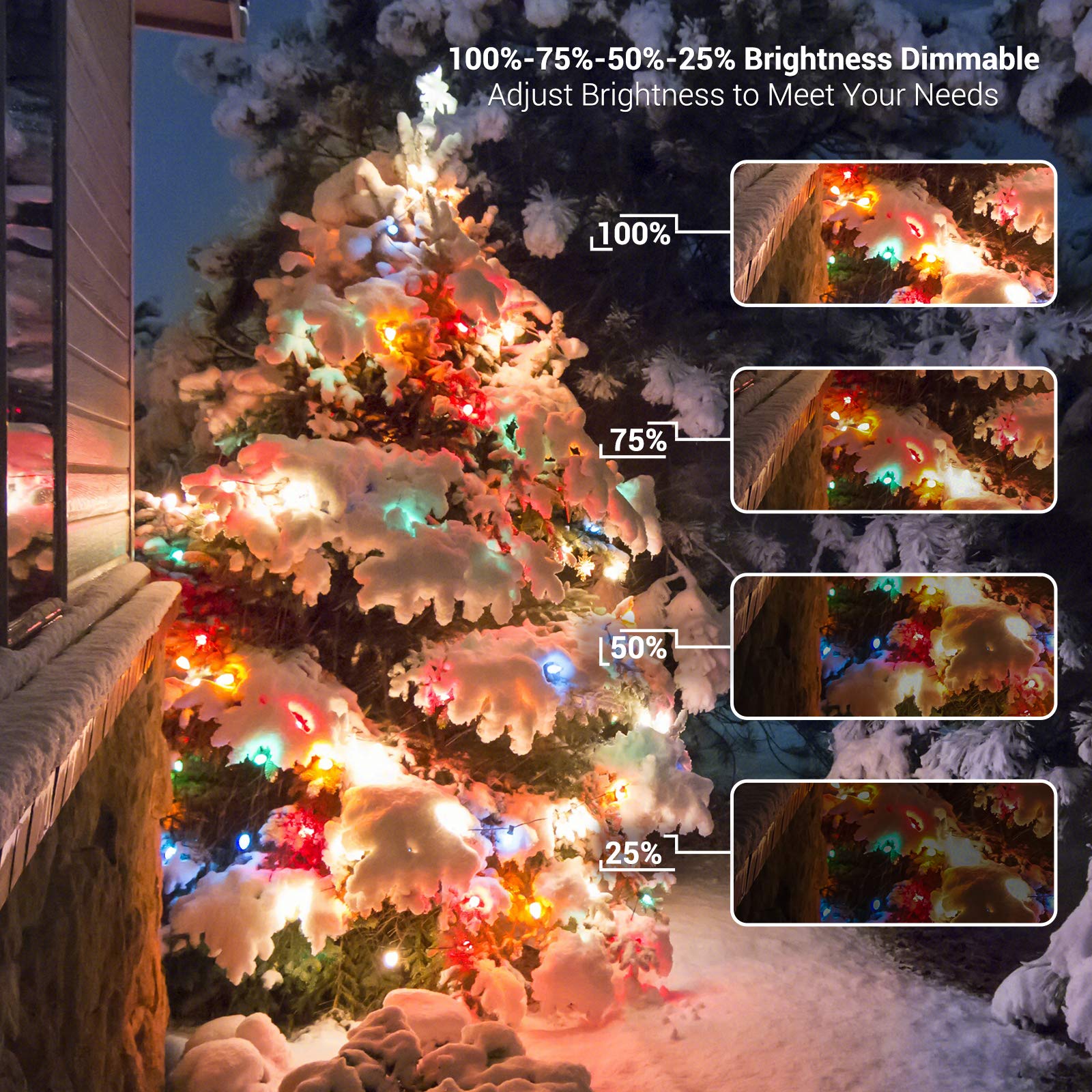 Odeetronic Cool White & Multicolor Christmas Lights, 33Ft 50 Led C9 Color Changing Tree Lights, Connectable 12 Modes Outdoor Xmas Lights With Remote, Dimmable Twinkle Lights For Home Party Wedding