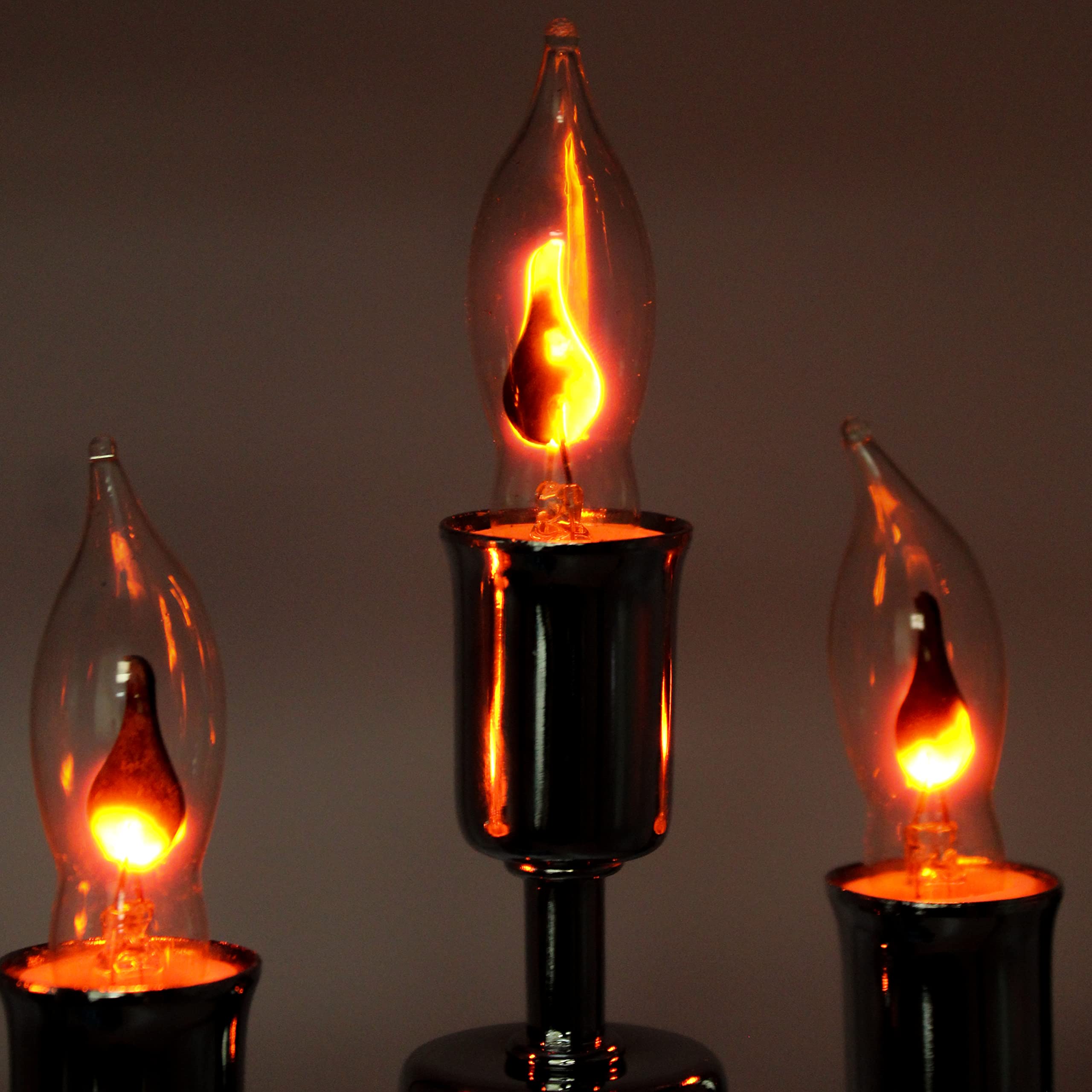 The Dreidel Company Flicker Flame Light Bulbs, E12 Replacement, 1 Watt, 5-Pack, Clear Glass, Dances with Flickering Orange Glow