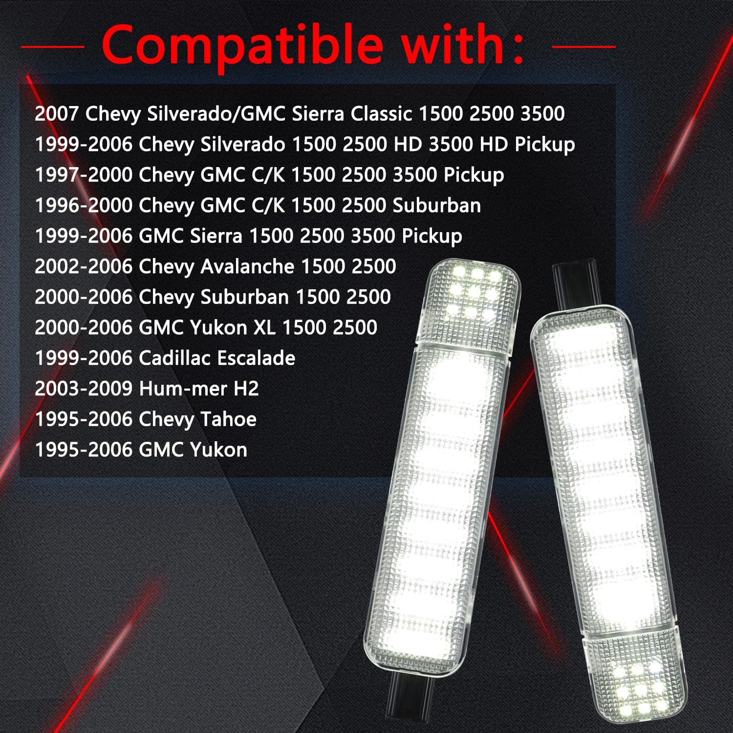 Afeisol White Led Side Door Panel Lights Courtesy Light Fit For Chevy Sierra Gmc C/K  Yukon Silverado 1500 2500 3500 Avalanche  Suburban  Hum-Mer H2 4Pcs Car Interior Panel Lighting