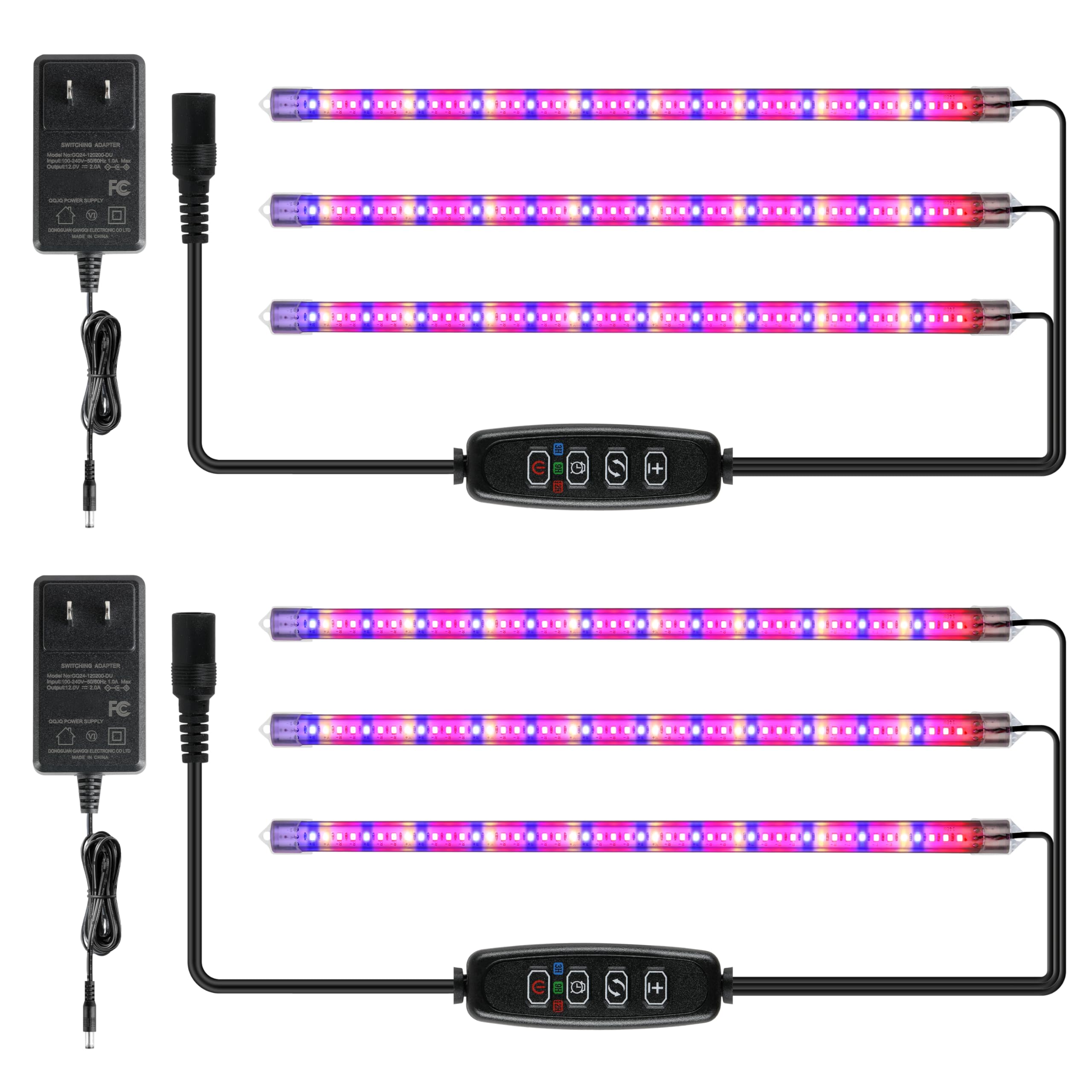 iPower 40W Full Spectrum Light Strips for Indoor Plants, 10 Dimmable Levels, 3/9/12H Timer, 6 Tubes, Mix Color