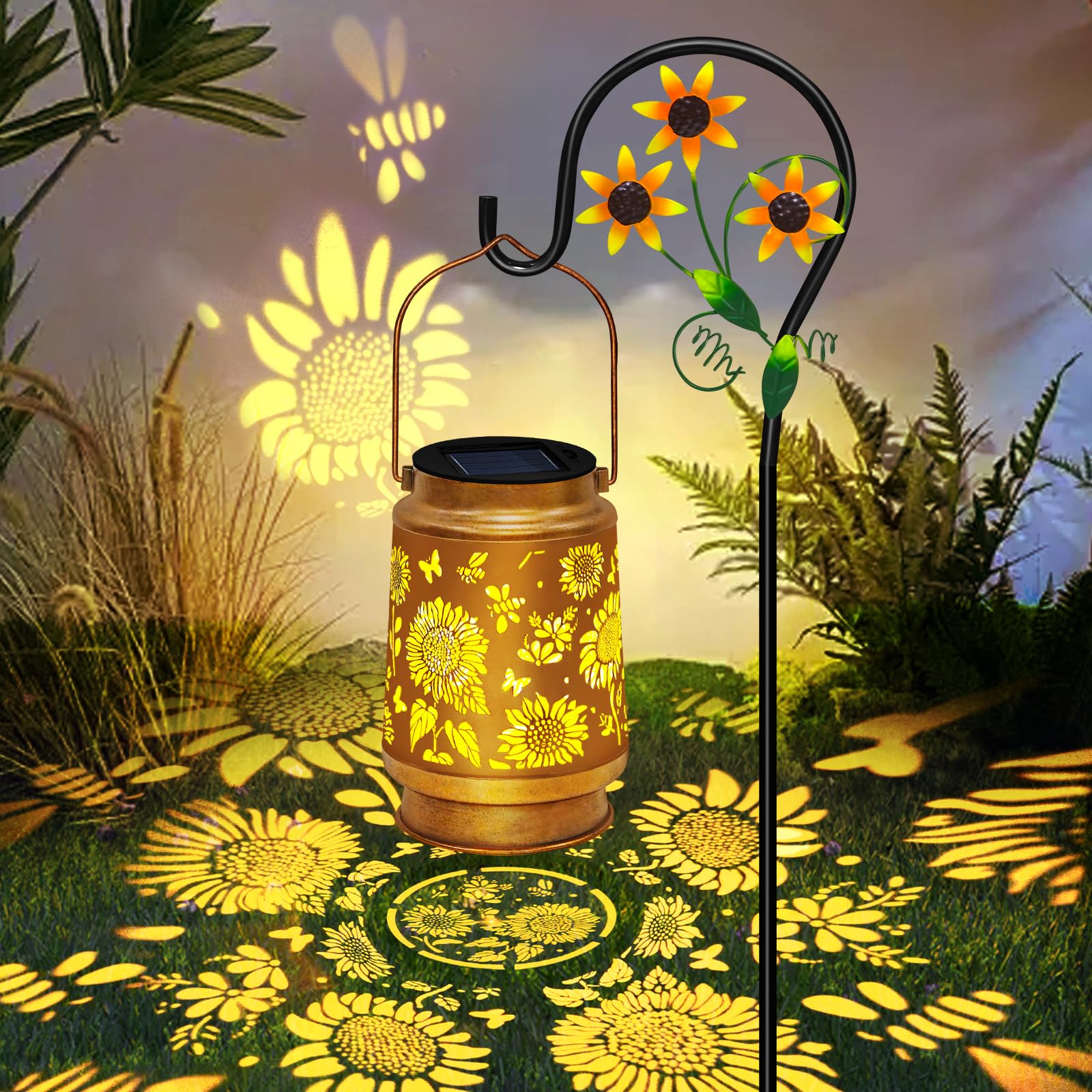 TEDOF Solar Lanterns Outdoor Waterproof,Sunflower Gifts for Women Gifts for Mom Women Grandma Decoration Outside for Yard, Patio